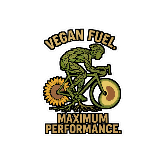 Vegan Fuel. Maximum Performance – Cycling Sticker for Laptop, Water Bottle or Helmet | Vinyl Vegan Decal & Eco Gift for Bikers