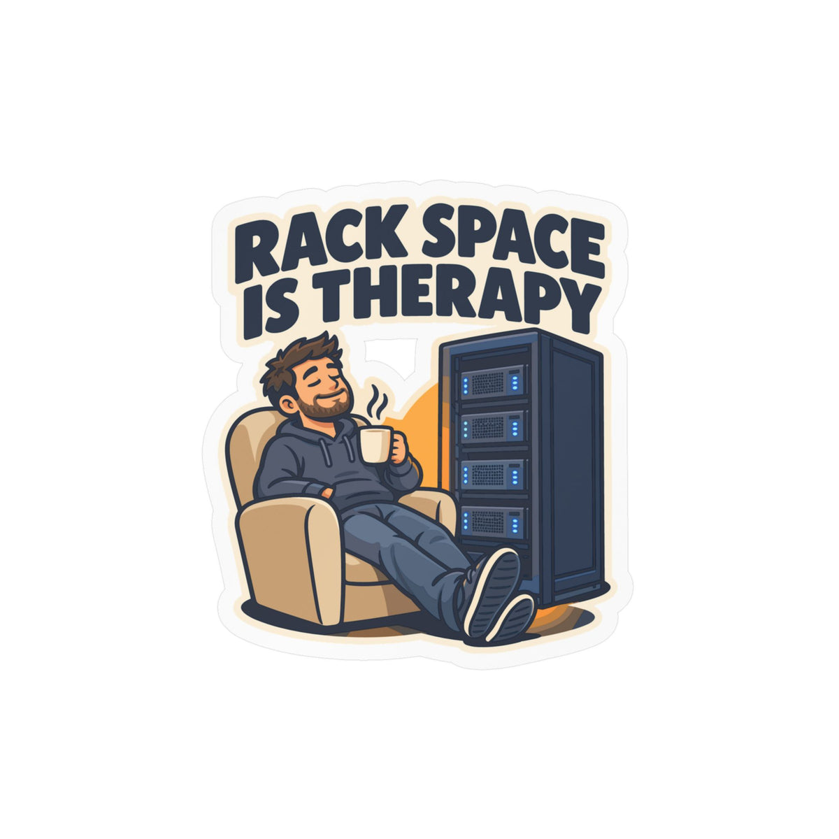 tech Sticker – Rack Space Is Therapy, Reboot Button and Bandage Humor Decals for Laptop and Water Bottle