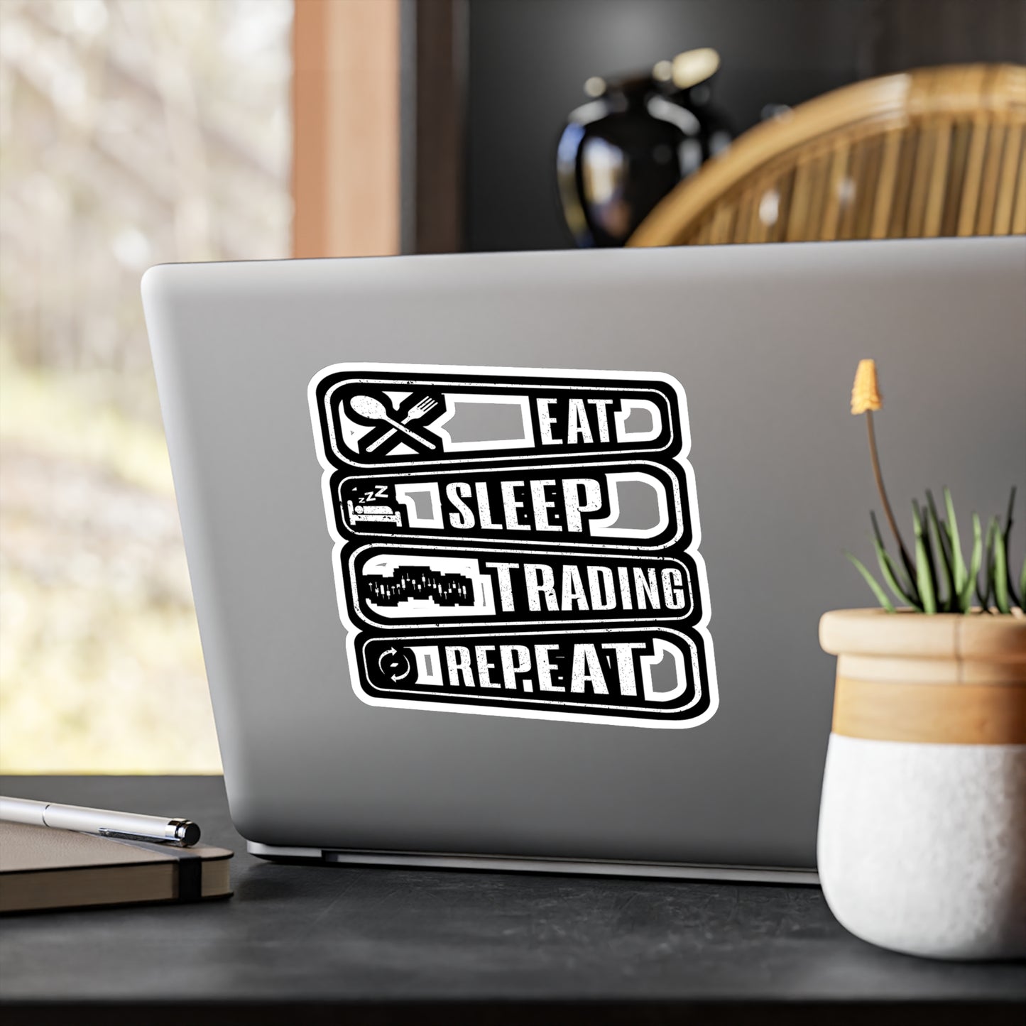 Eat Sleep Trading Repeat - Capitalist Sticker for Laptop Sticker. Water Bottle Sticker, Vinyl Capitalism Decal - Capitalist Gift