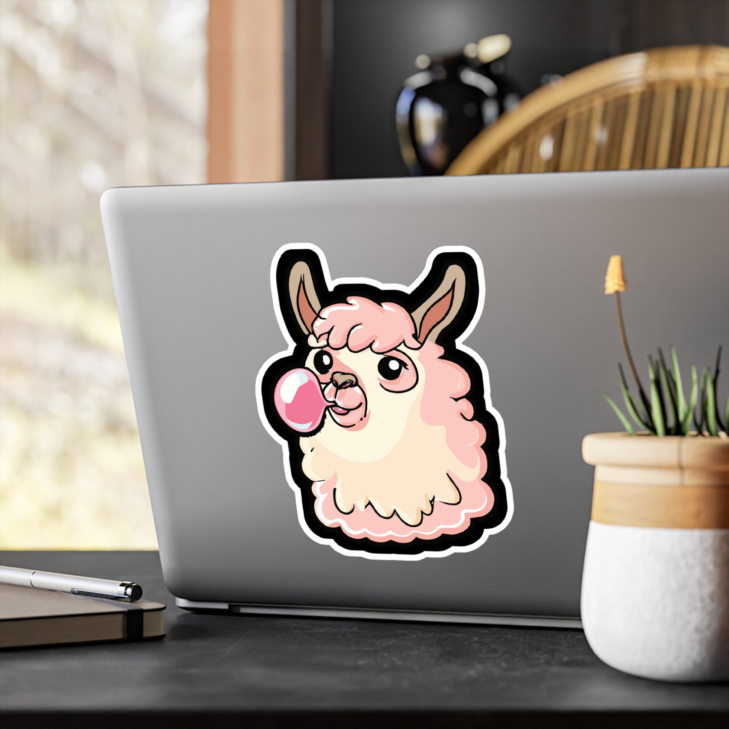 Llama with Bubblegum - Llama Sticker for Car Window Laptop Sticker. Water Bottle Sticker, Vinyl Bubblegum Decal, Quirky Sticker - Llama Gift