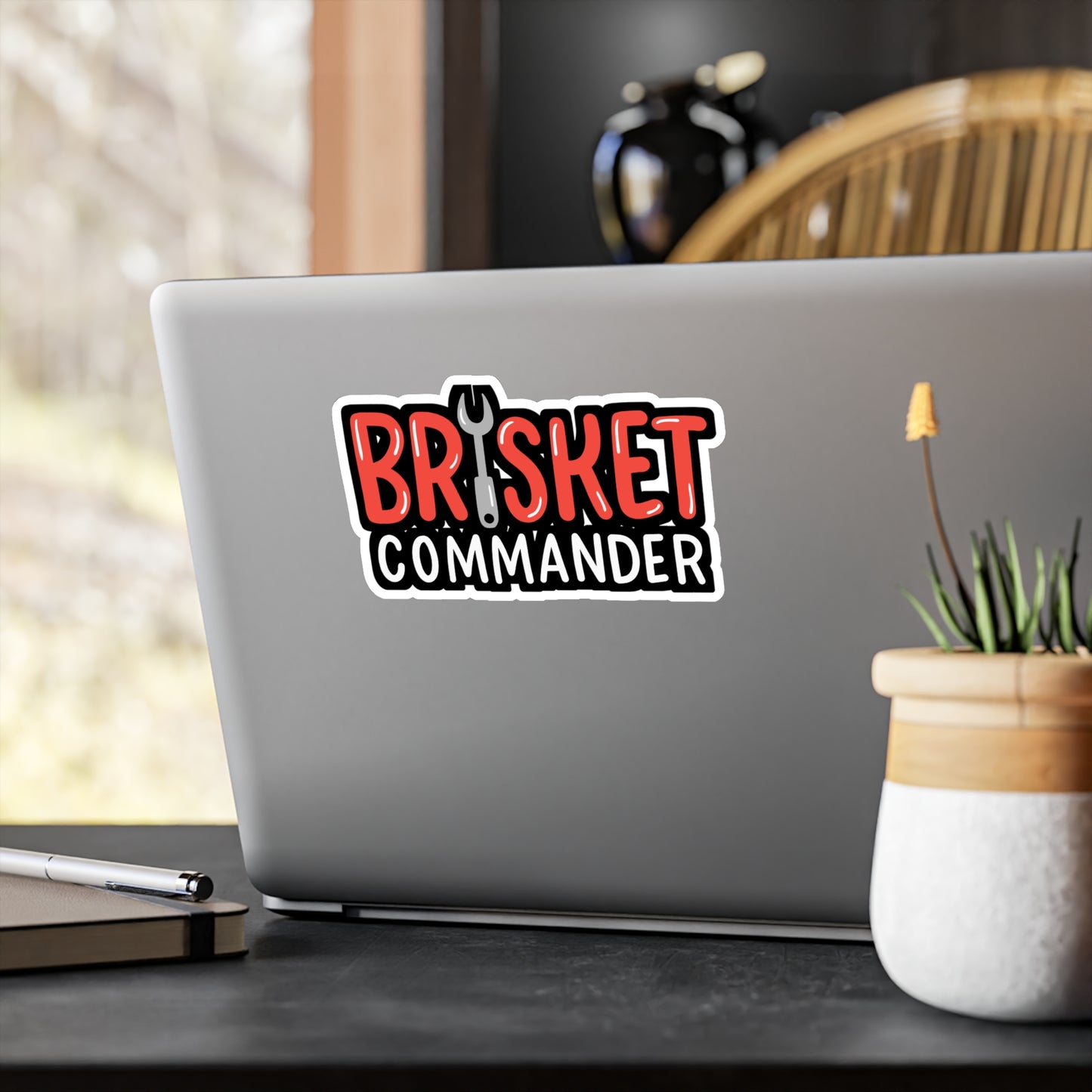 Brisket Commander BBQ Grillmaster - Burritos Sticker for Laptop Sticker. Water Bottle Sticker, Vinyl Mexican Decal - Burritos Gift