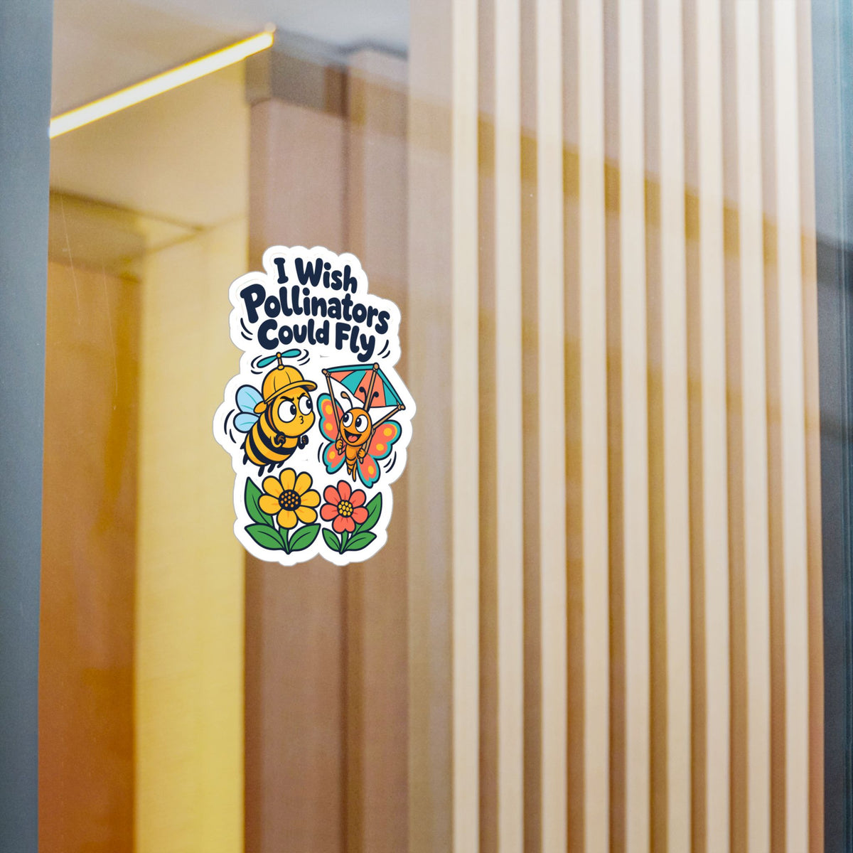 Plants Sticker - I Wish Pollinators Could Fly, Dandelion Decals for Laptop or Water Bottle, Friendship Gift for Nature Lovers
