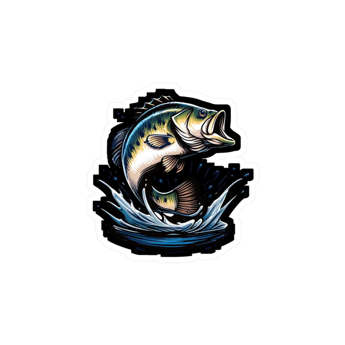Jumping Bass Fish - Bass Sticker for Car Window Laptop Sticker. Water Bottle Sticker, Vinyl Fishing Decal, Aquatic Sticker - Bass Gift