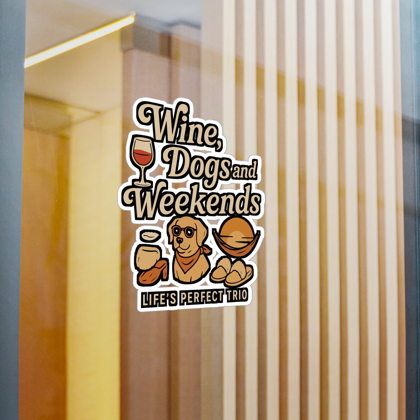Wine Dogs And Weekends - Wine Sticker for Laptop, Water Bottle - Gift for Dog Lovers, Wine Enthusiasts, Weekend Vibes
