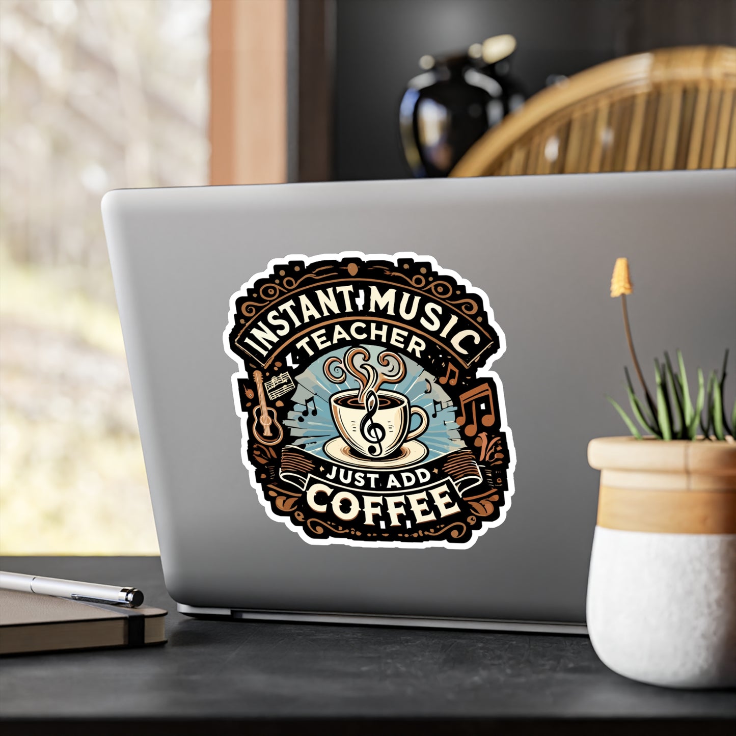 Instant Music Teacher Just Add Coffee - Music teacher Sticker for Laptop Sticker. Water Bottle Sticker, Vinyl Coffee Decal - Music teacher Gift