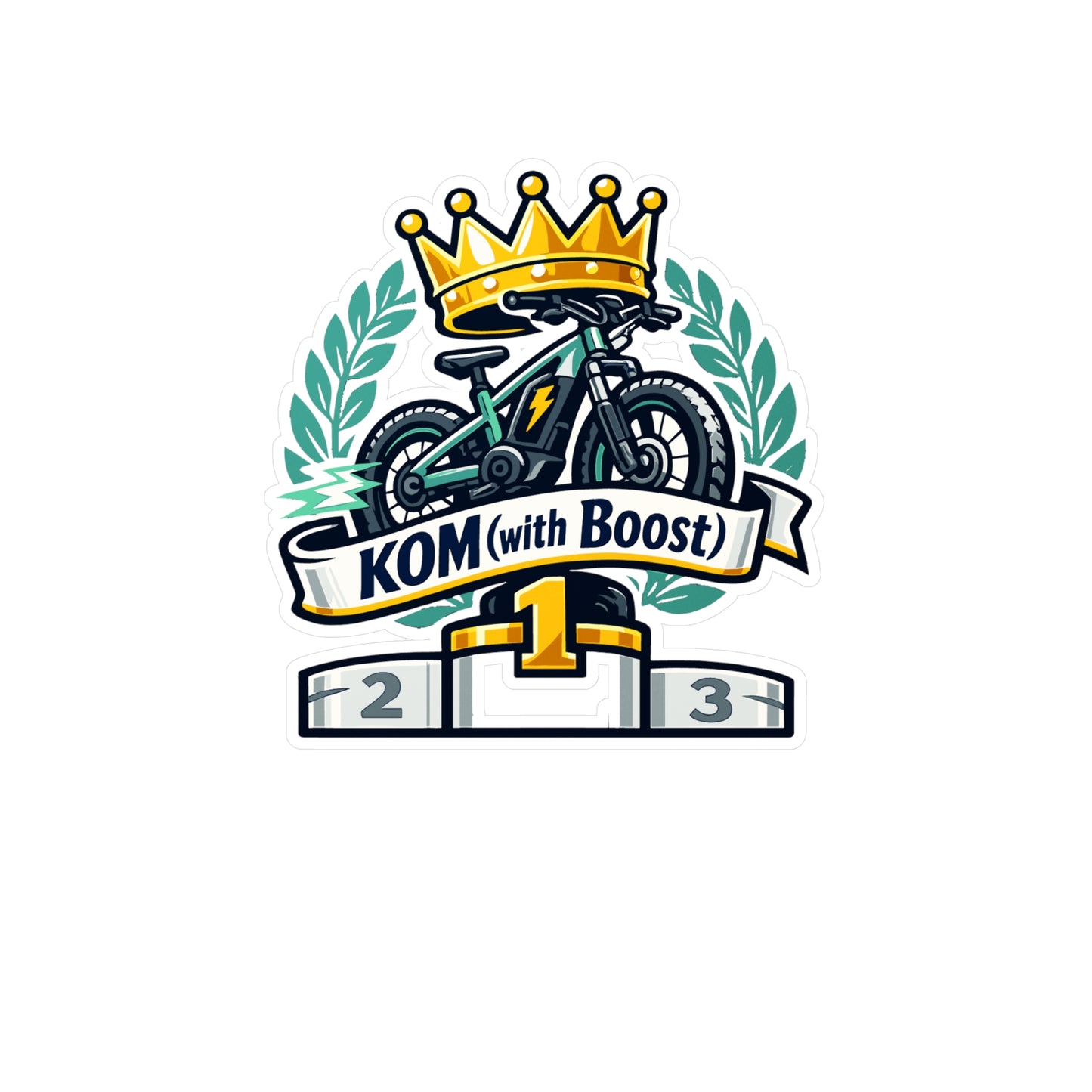 E-Bike Sticker KOM (with Boost) Waterproof Vinyl Decals for Electric Bike, Laptop or Water Bottle, eCycling e Cyclist Style