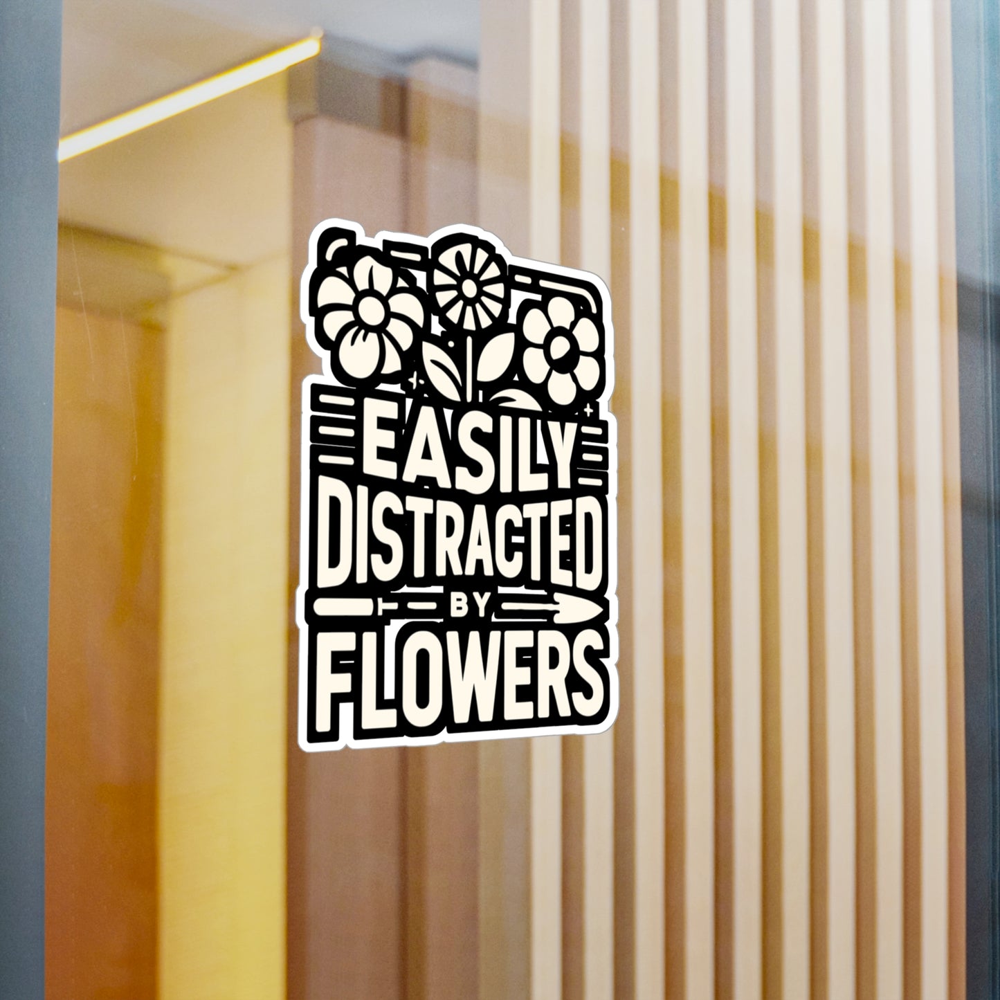 Easily Distracted By Flowers - Gardening Sticker for Laptop Sticker. Water Bottle Sticker, Vinyl Landscaper Decal - Gardening Gift