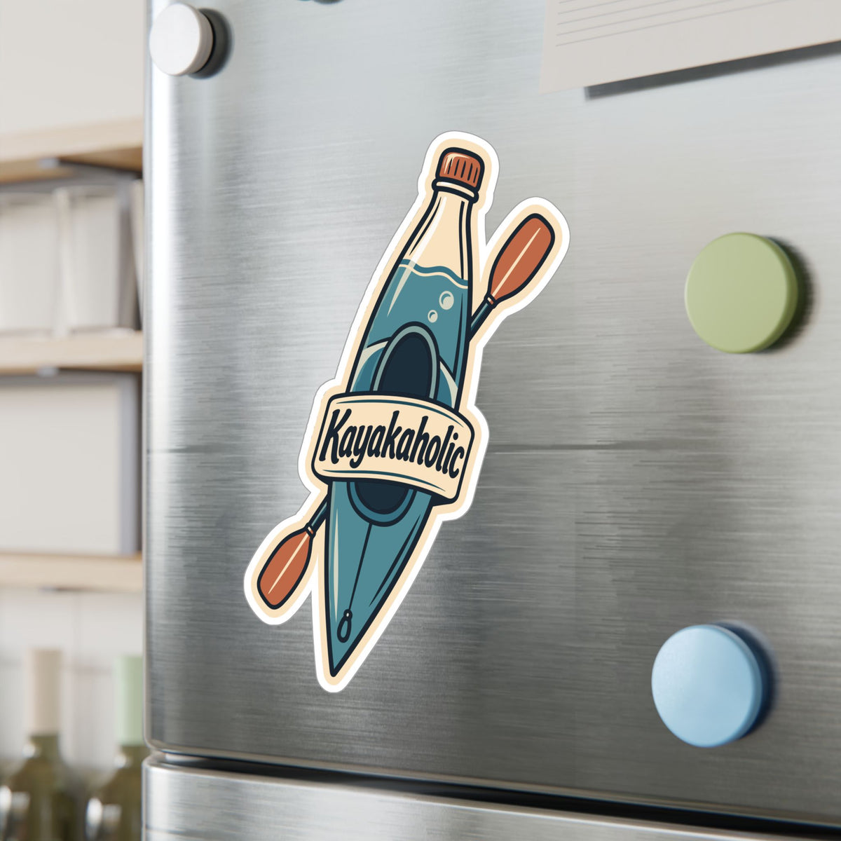 Kayak Sticker - Kayakaholic Decals for Kayaking and Rowing Fans, Kayaker Design for Laptop or Water Bottle