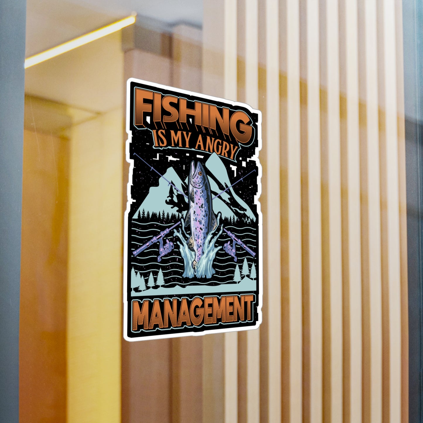 Fishing is my angry Management - Fish Sticker for Laptop Sticker. Water Bottle Sticker, Vinyl Fishing Decal - Fish Gift