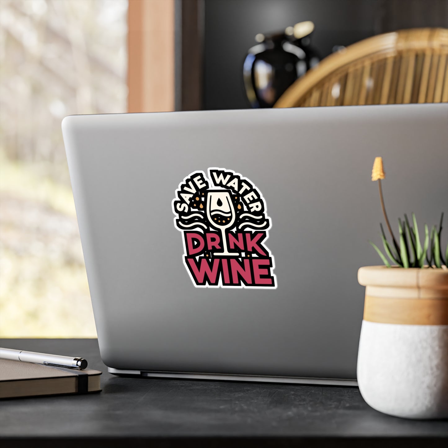 Save water, drink wine - Drinking Sticker for Laptop Sticker. Water Bottle Sticker, Vinyl Wine Decal - Drinking Gift