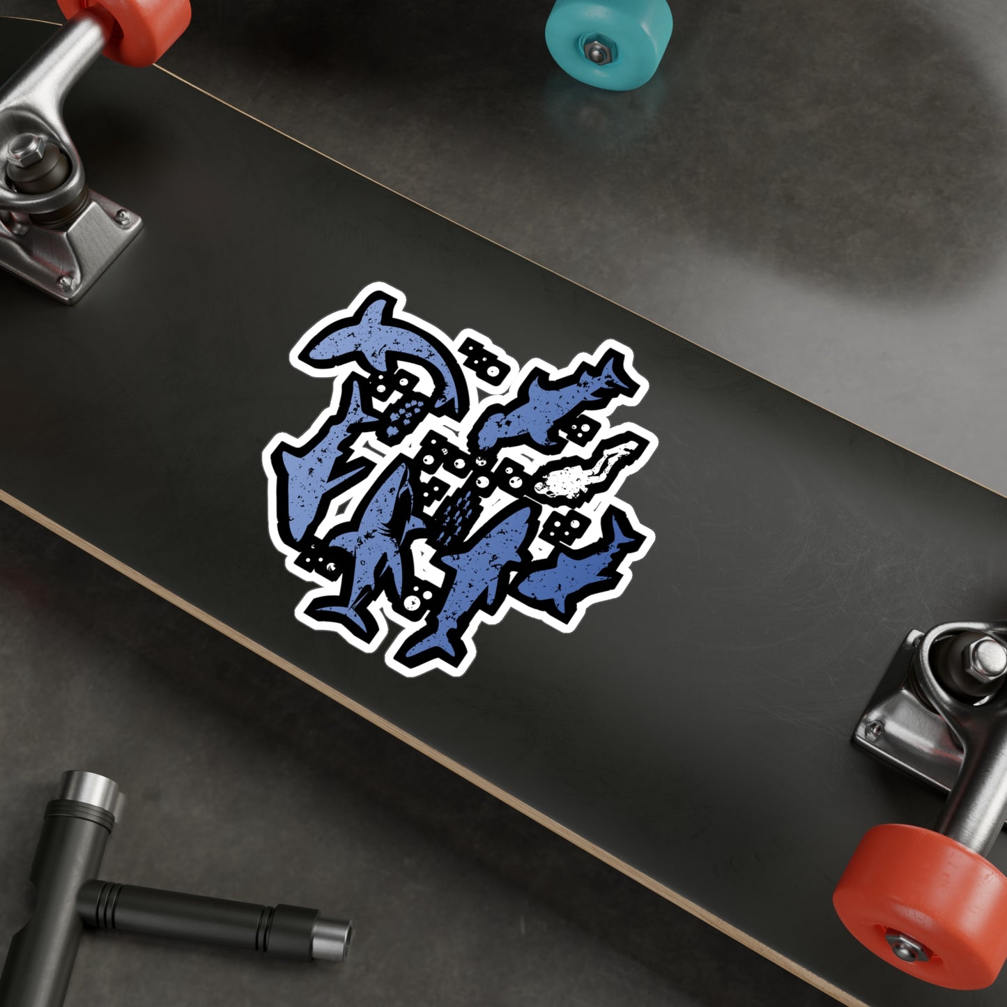 Scuba Diver with Sharks - Diver Sticker for Laptop Sticker. Water Bottle Sticker, Vinyl Scuba-diving Decal - Diver Gift