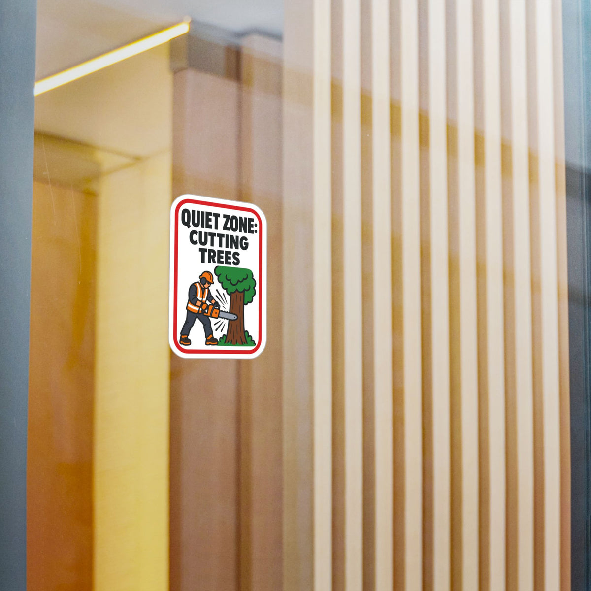 Tree Sticker - Quiet Zone: Cutting Trees - Funny Design for a Tree Worker or Branch Manager, Laptop and Water Bottle Decals