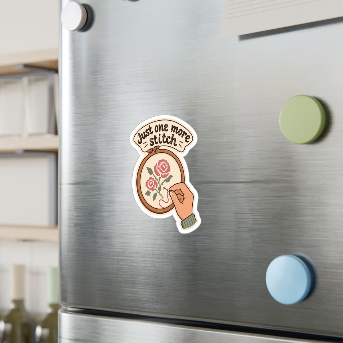 Embroidery Sticker – Just One More Stitch Decals for Needlework Lovers and Stitching Fans, Crafting Decor for Laptop or Water Bottle