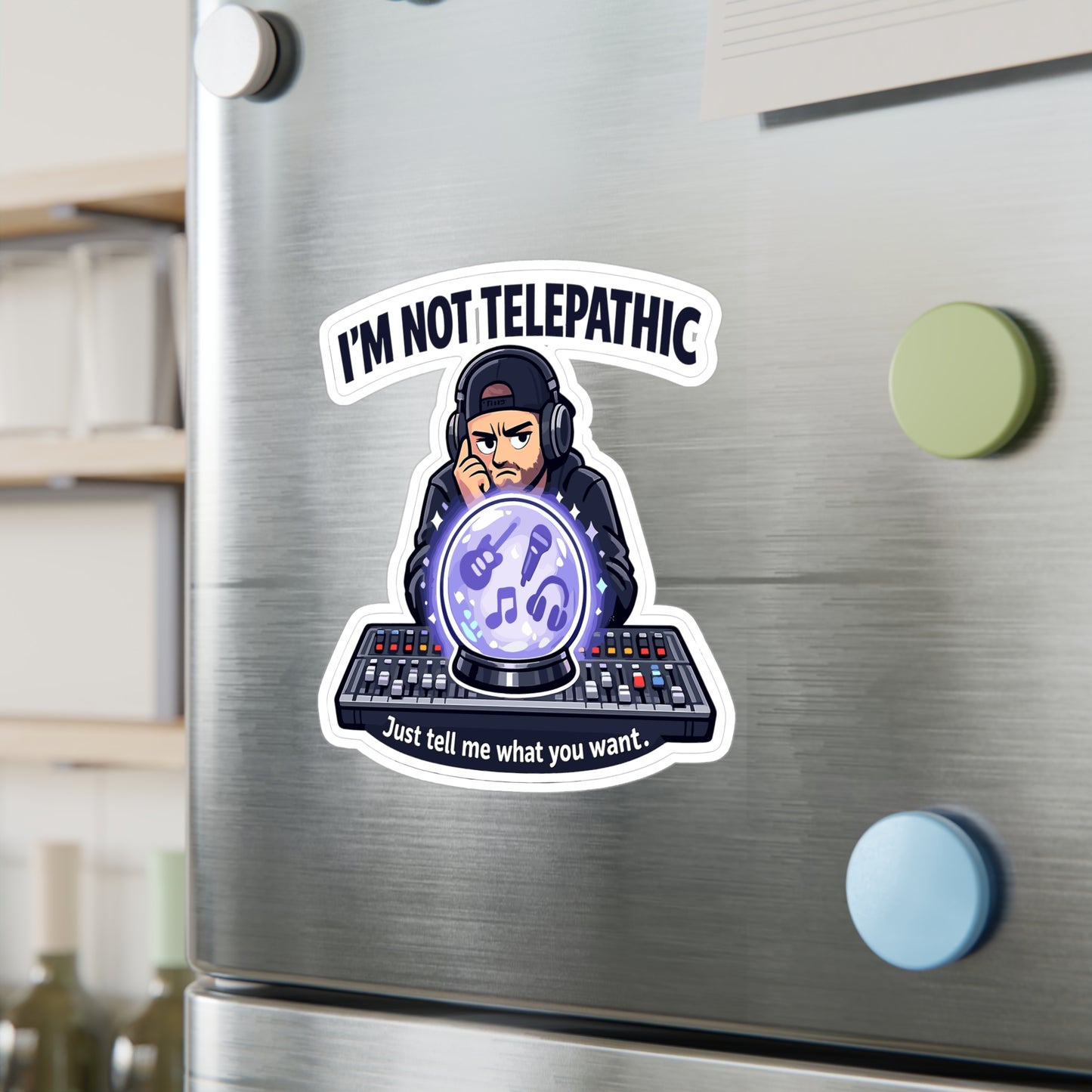 Audio Engineer Sticker I’m Not Telepathic Funny Sound Engineer Decals Waterproof Vinyl for Laptop Water Bottle Monitor Audio Technician