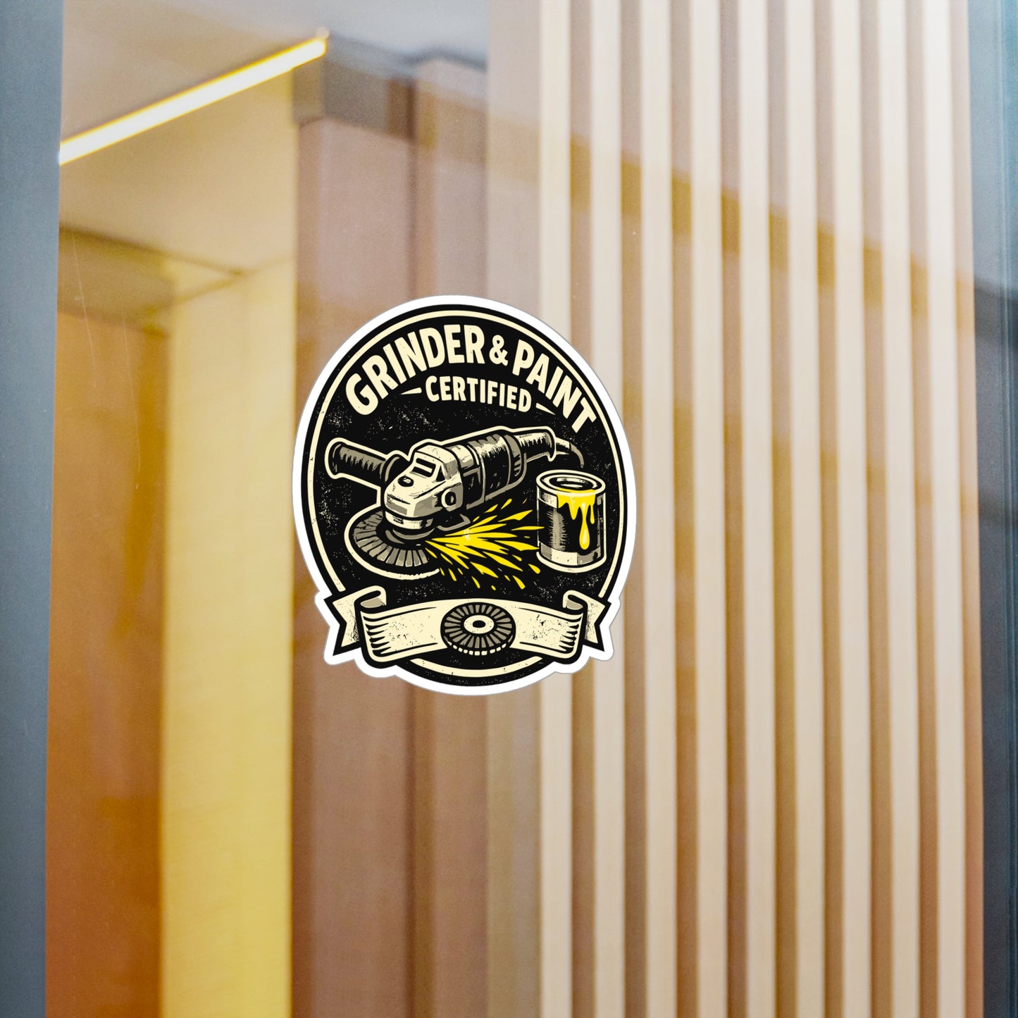 Welder Sticker "Grinder & Paint Certified" Arc Welding Fabricator Design Vinyl Waterproof Decals for Laptop Water Bottle