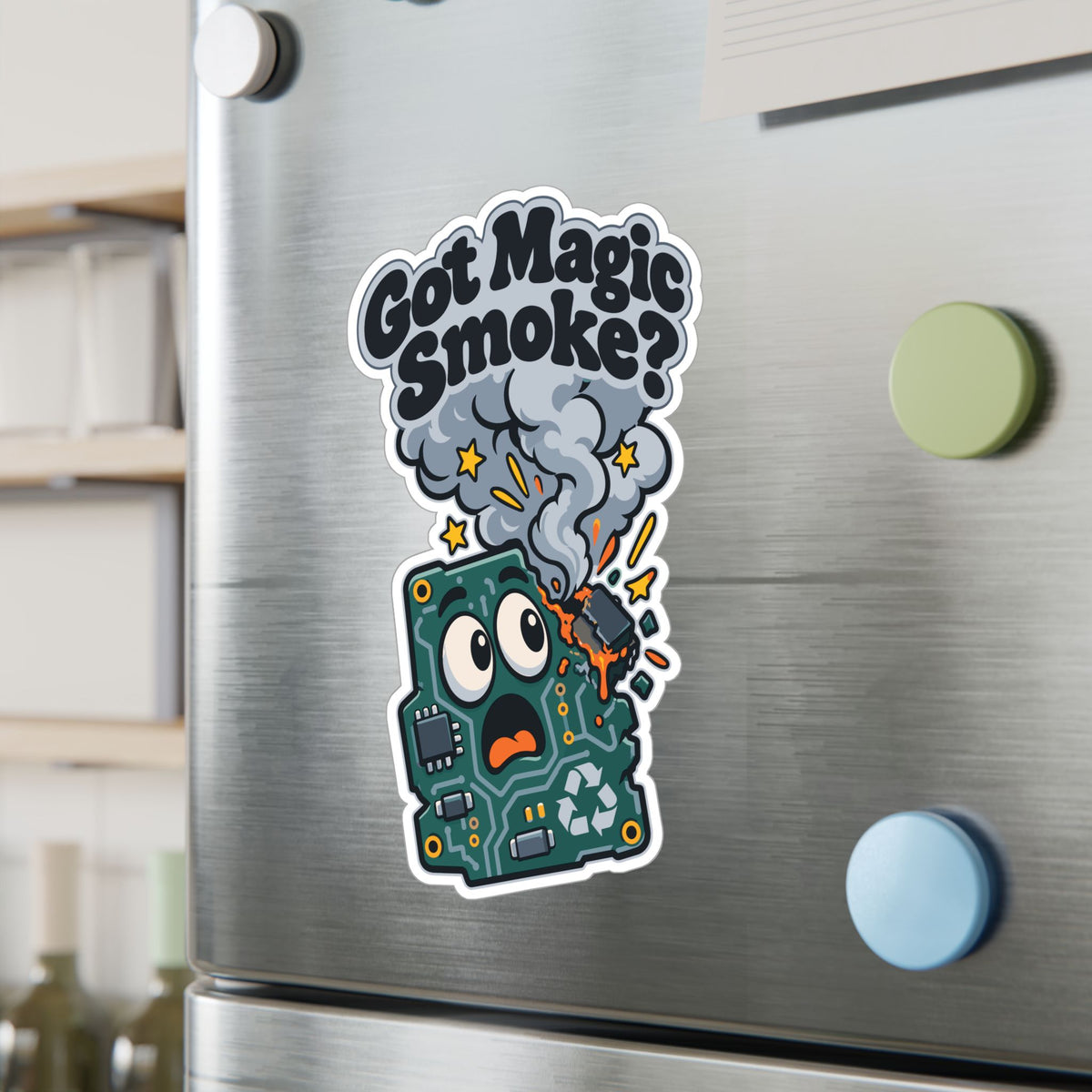 Upcycling Sticker Got Magic Smoke – Art Decals for Laptop and Water Bottle, Celebrating Recycling and Sustainability