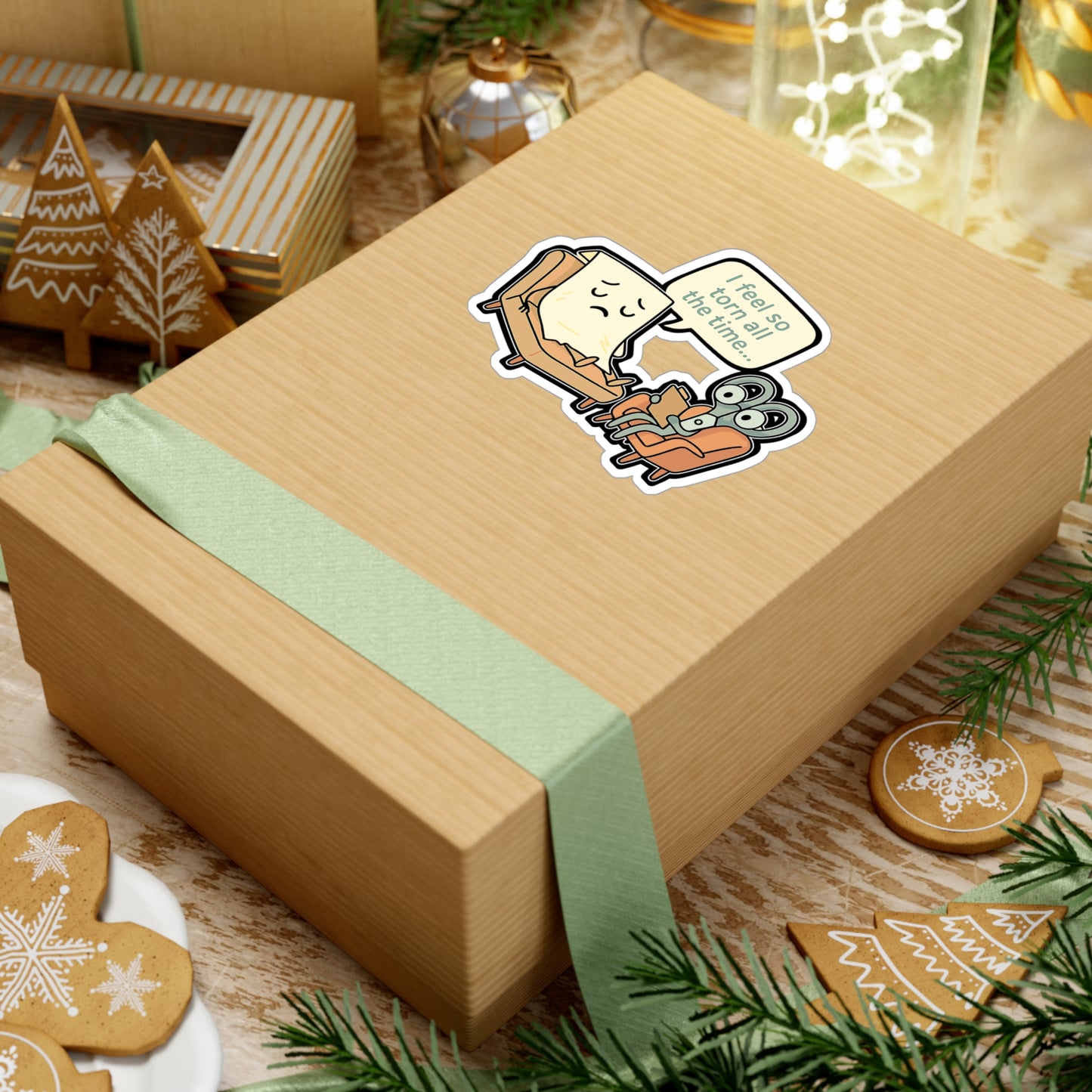 Paper Sticker - "I Feel So Torn All The Time" Decals for Laptop & Water Bottle, Vinyl Psychologist Therapy Gift, Scissors Humor Paper Lover