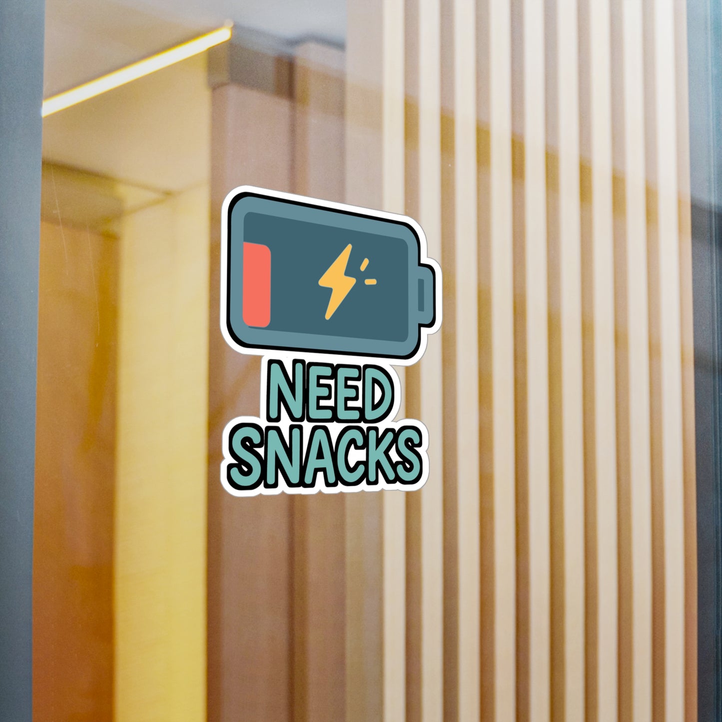 Energy Sticker – "Need Snacks" Vinyl Decals for Laptops, Water Bottles, Waterproof | Fun Energy, Exhaustion & Hunger Fatigue Design