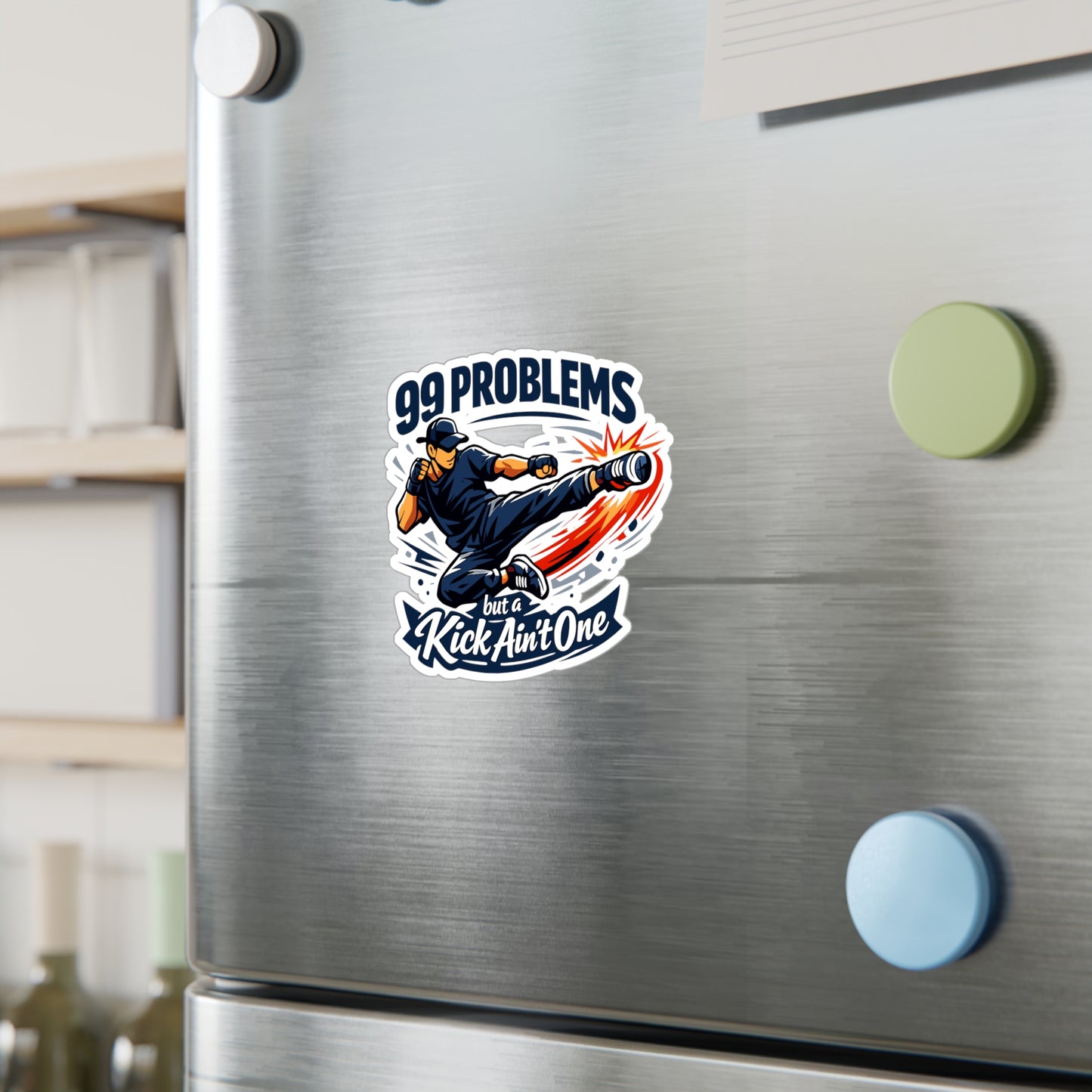 Krav Maga Sticker “99 Problems but a Kick Ain’t One” Funny Martial Arts Decals, Waterproof Vinyl for Laptop, Water Bottle, Self Defense Fitness Design