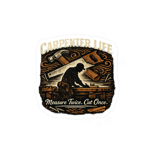 Carpenter Sticker Carpenter Life Woodworker Vinyl Waterproof Decals for Laptop Water Bottle Woodworking Craft Tool Lovers