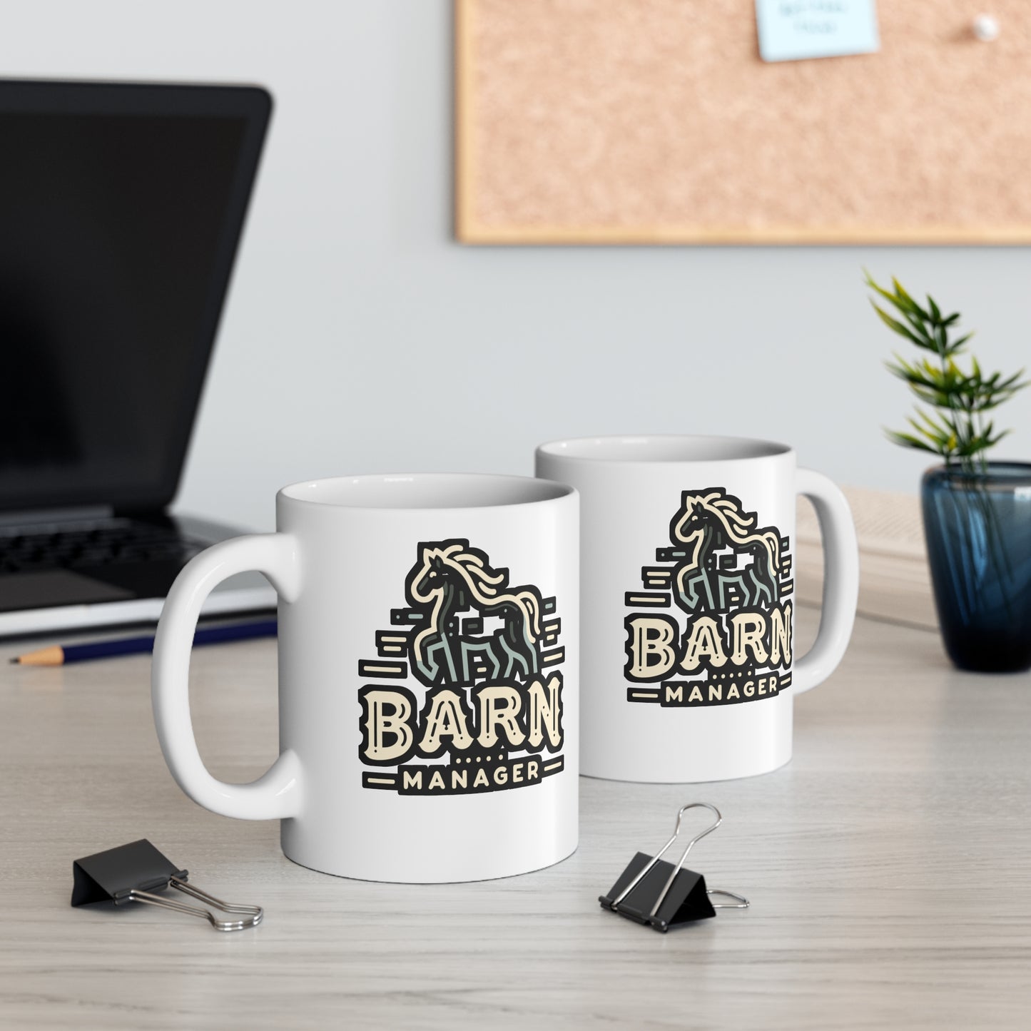 Barn Manager - Horse Mug for Coffee 11oz. Horse Cup, White ceramic, Pasture Mug, Neigh Tea Cup - Horse Gift