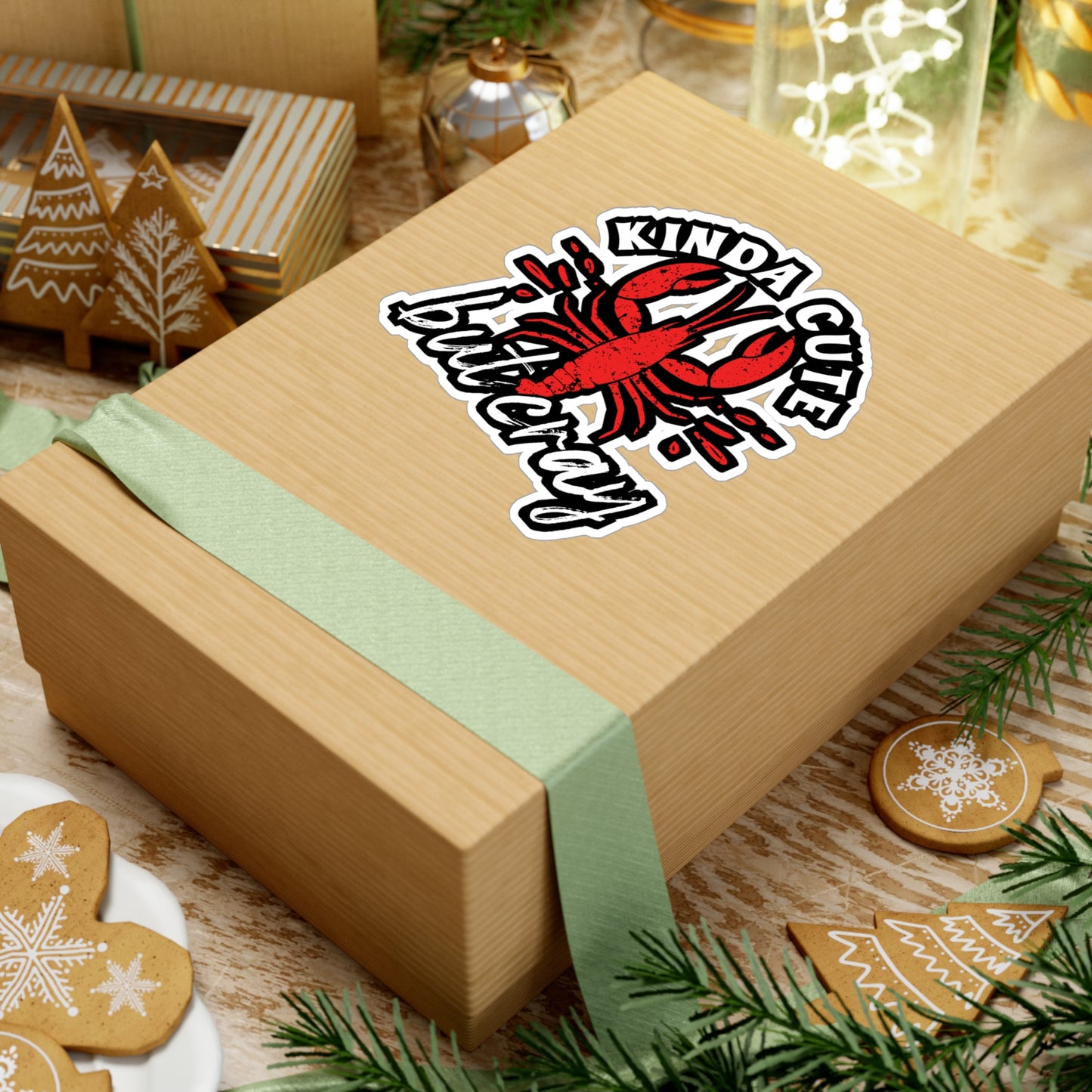 Kinda Cute Kinda Cray - Crawfish Sticker for Wall, Laptop, Window, Truck, Car Crawfish Gift Vinyl Crayfish Decal Sticker