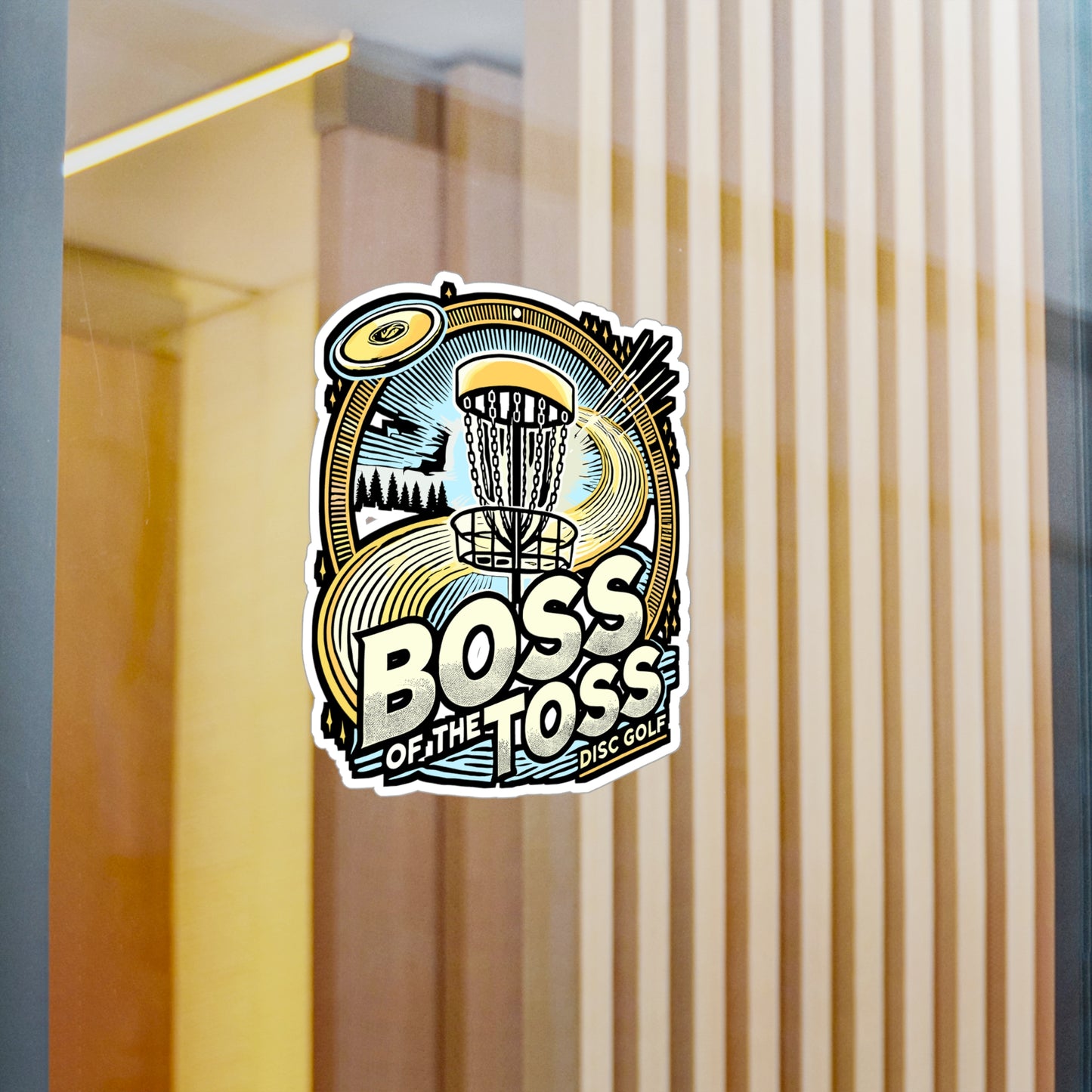 Boss of the Toss – Disc Golf Vinyl Decal for Car Window, Laptop & Water Bottle | Chains Design – Perfect Disc Golf Gift
