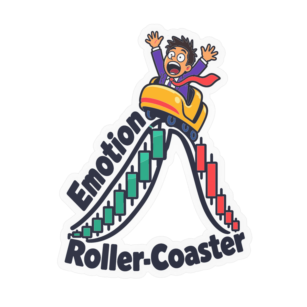 Day Trading Sticker - Emotion Roller-Coaster Design for the Stock Market and Forex Trader, Laptop and Water Bottle Decals