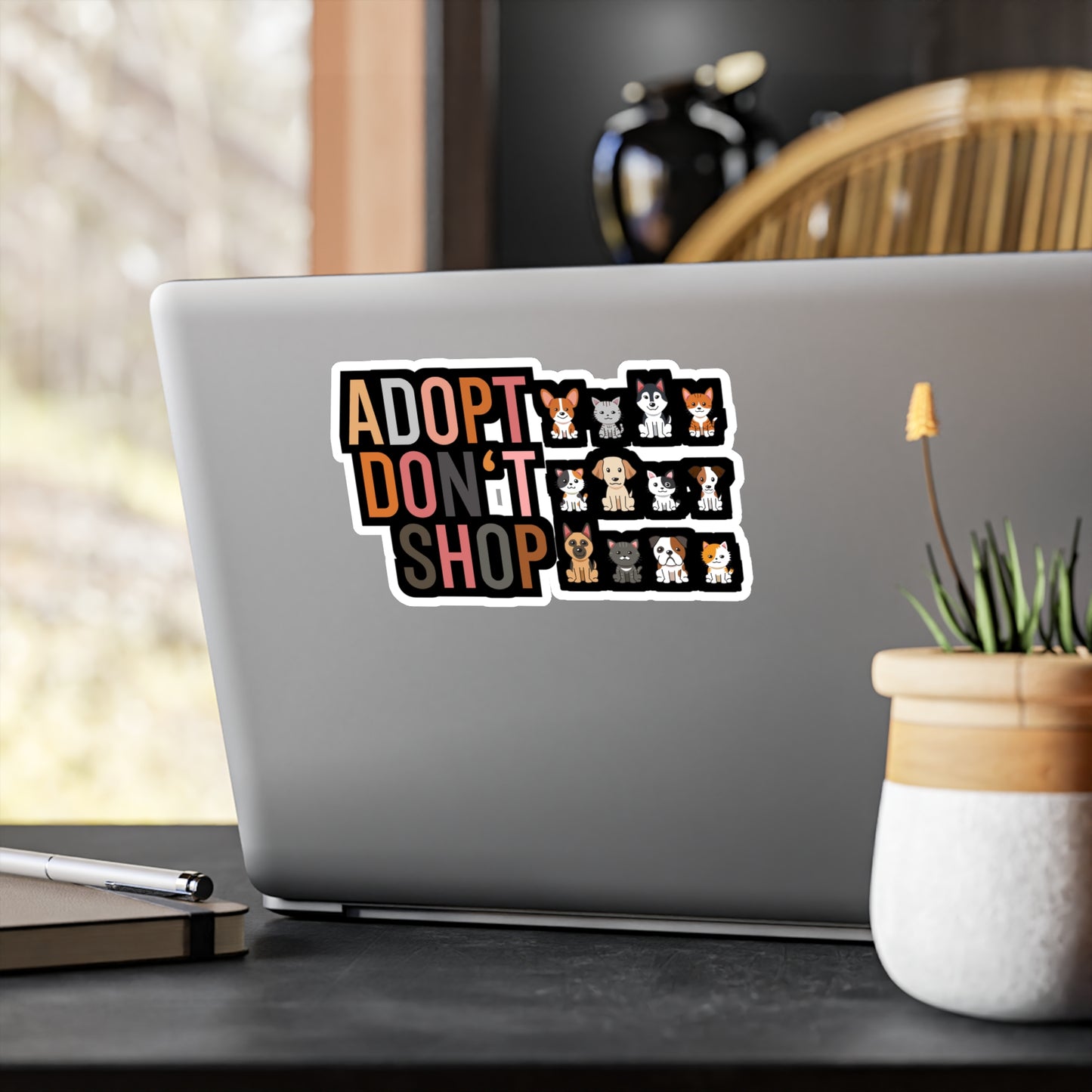 Adopt don‘t Shop - Animal-rescue Sticker for Wall, Laptop, Window, Truck, Car Animal-rescue Gift Vinyl Foster Decal Sticker