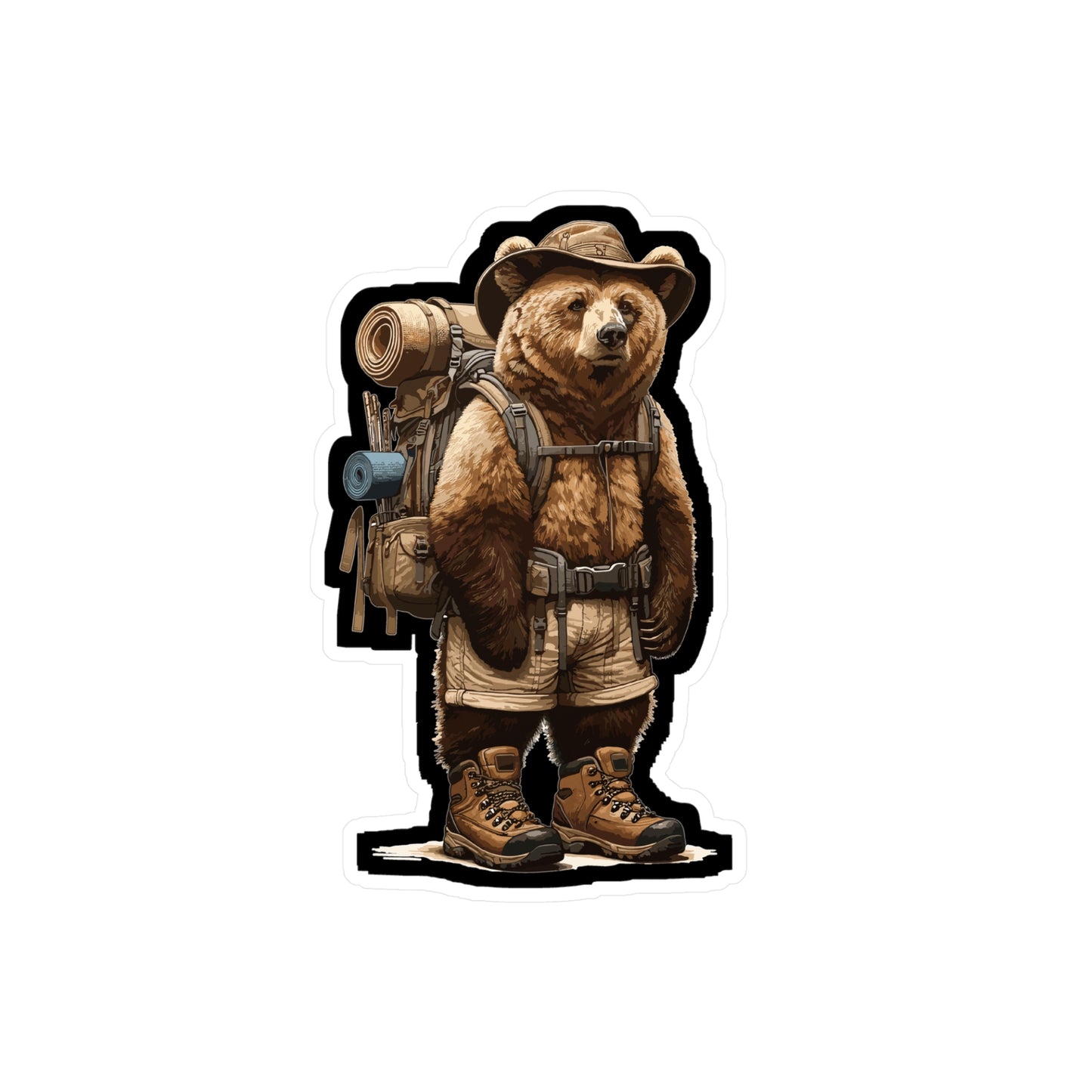 Hiking Bear - Bear Sticker for Car Window Laptop Sticker. Water Bottle Sticker, Vinyl Hiking Decal, Adventure Sticker - Bear Gift
