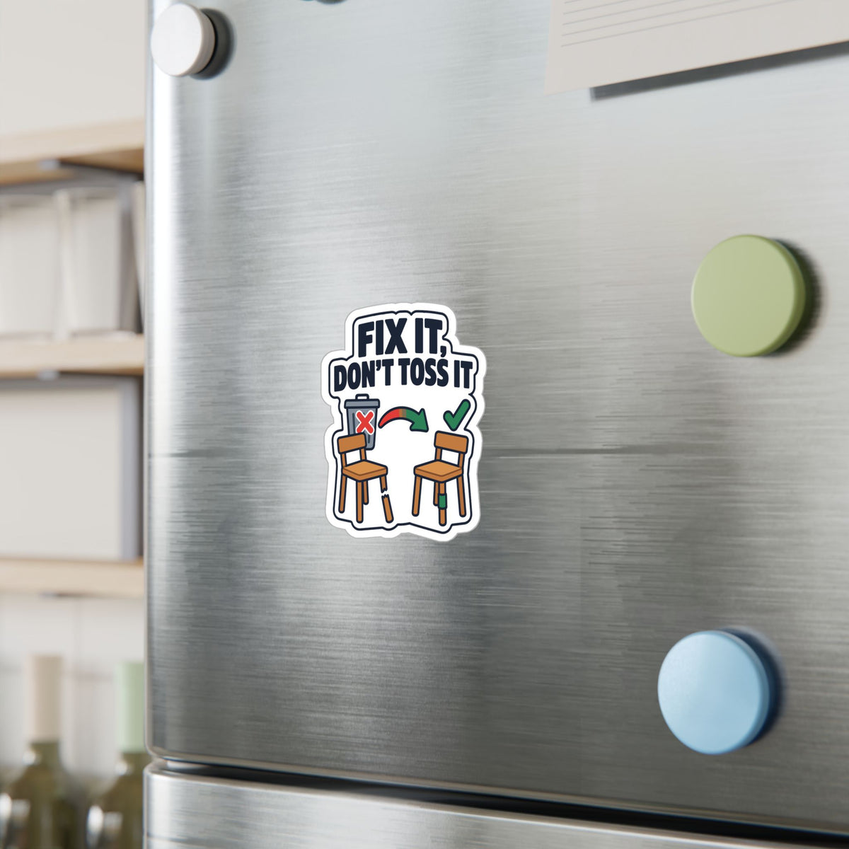 Upcycling Sticker - Fix It, Don’t Toss It - Recycling Art Decals Celebrating Sustainability for Laptop and Water Bottle