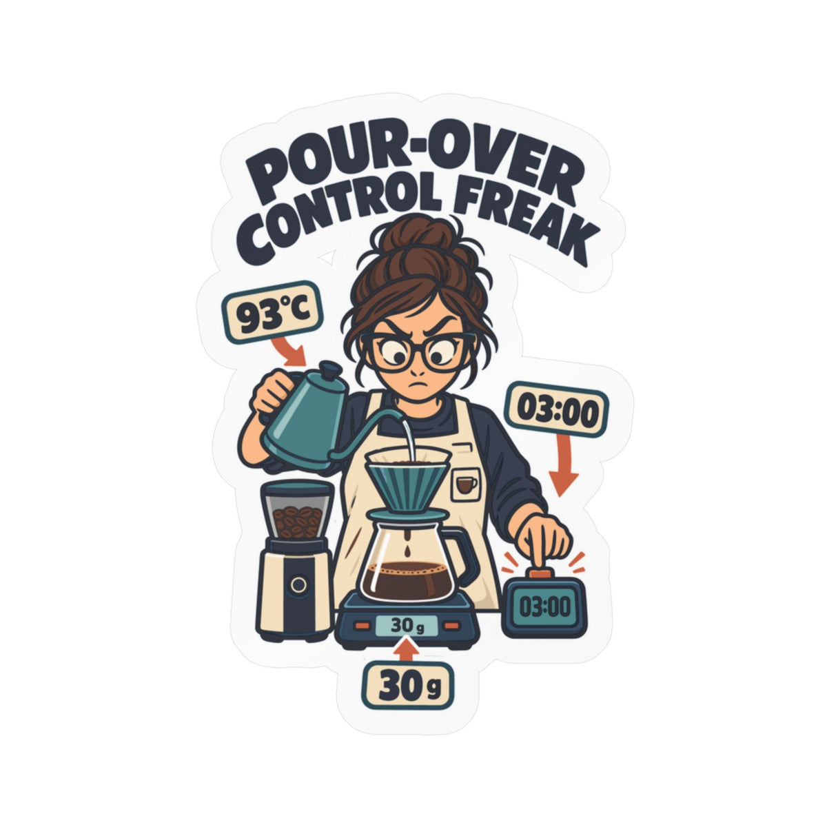 Espresso Sticker - Pour-over Control Freak, Coffee Decals for Your Grinder or Digital Scale