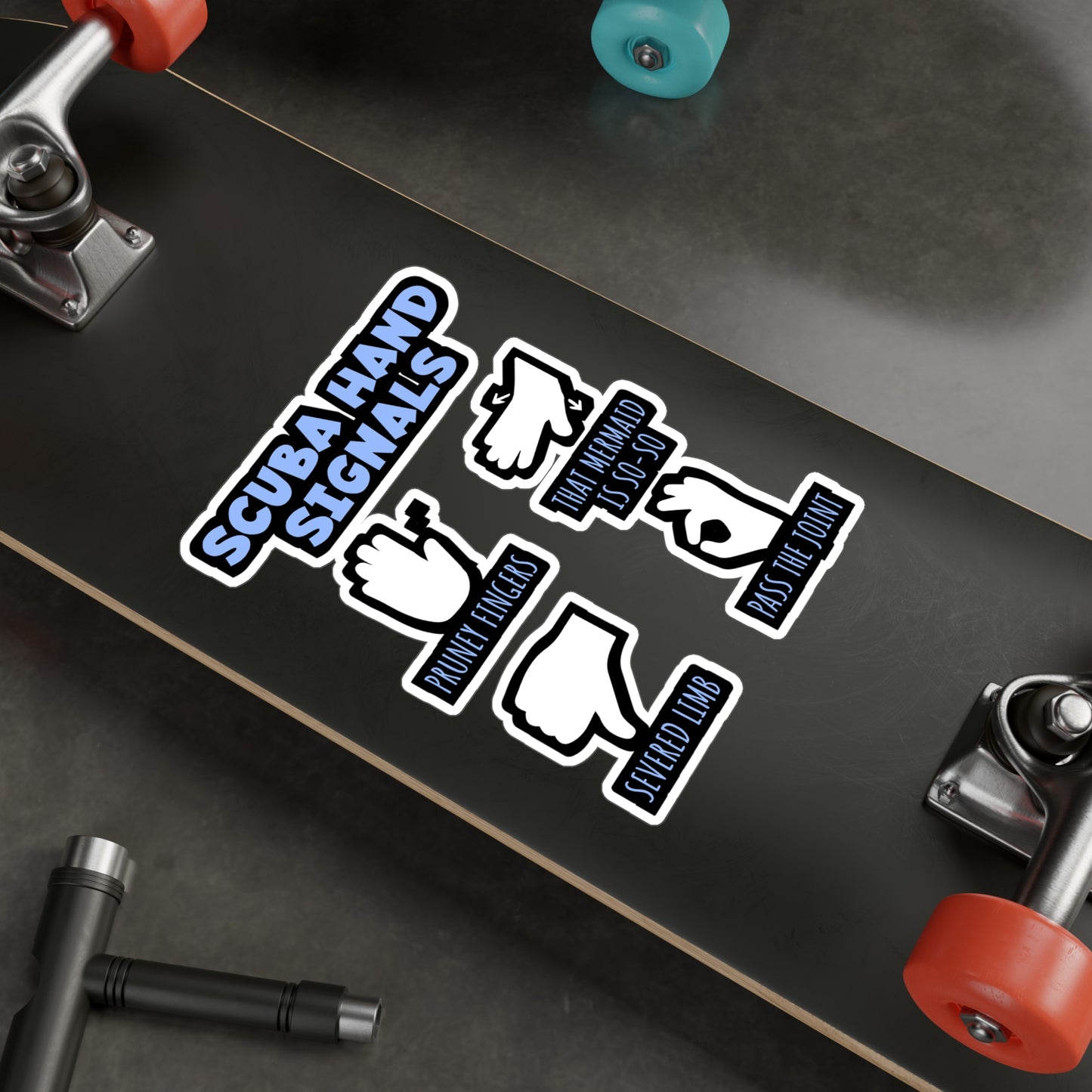 Scuba Hand Signals - Diver Sticker for Laptop Sticker. Water Bottle Sticker, Vinyl Scuba-diving Decal - Diver Gift