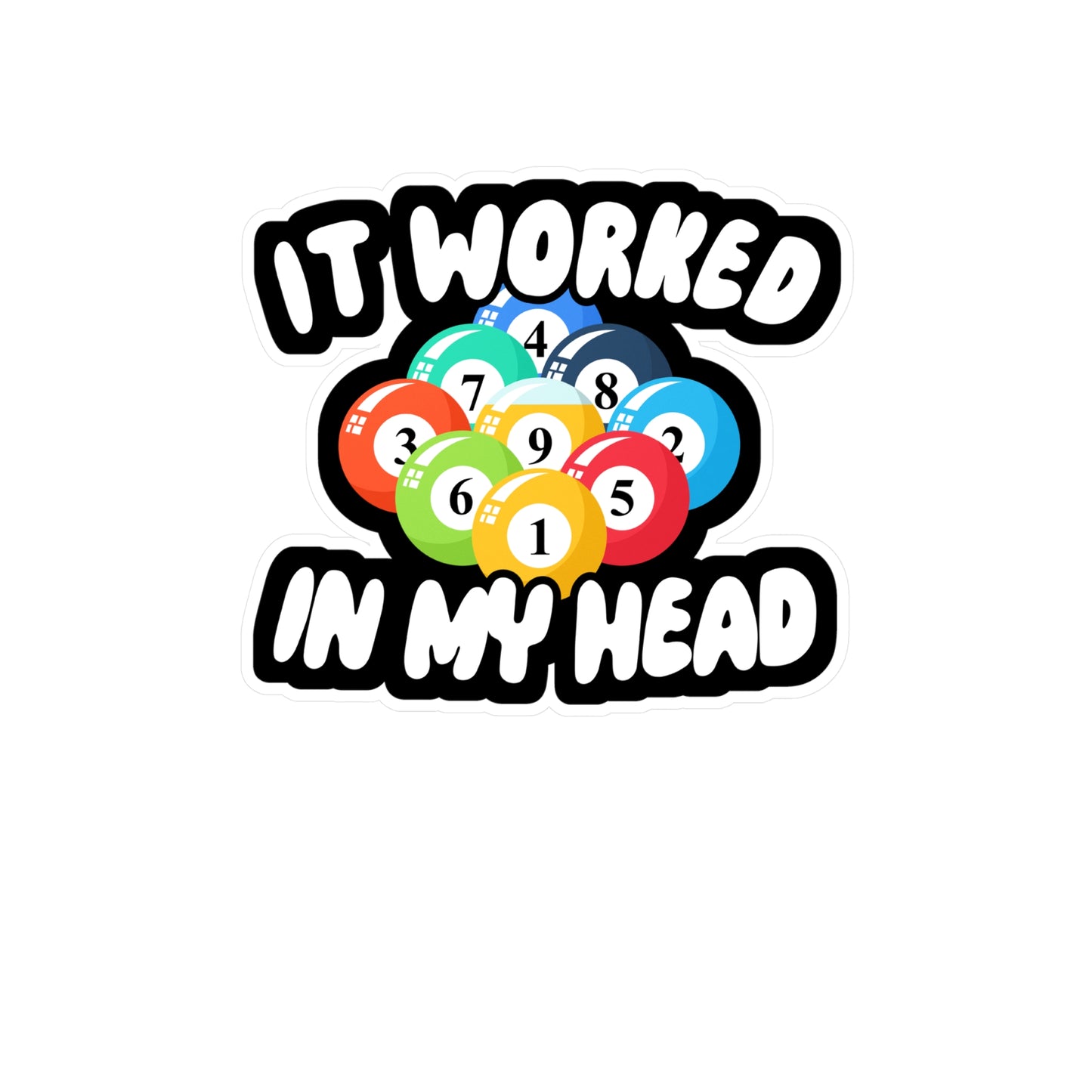 It Worked In My Head - Billiards Sticker for Wall, Laptop, Window, Truck, Car Billiards Gift Vinyl Pool Decal Sticker