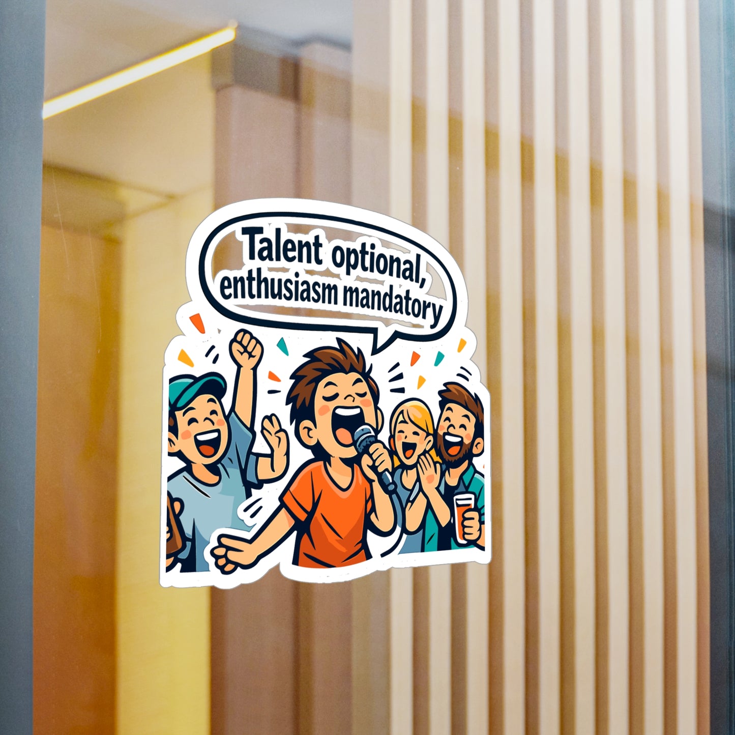 Karaoke Sticker "Talent optional, enthusiasm mandatory" Funny Music Beer Booze decals, Waterproof Vinyl sticker for Laptop, Water Bottle