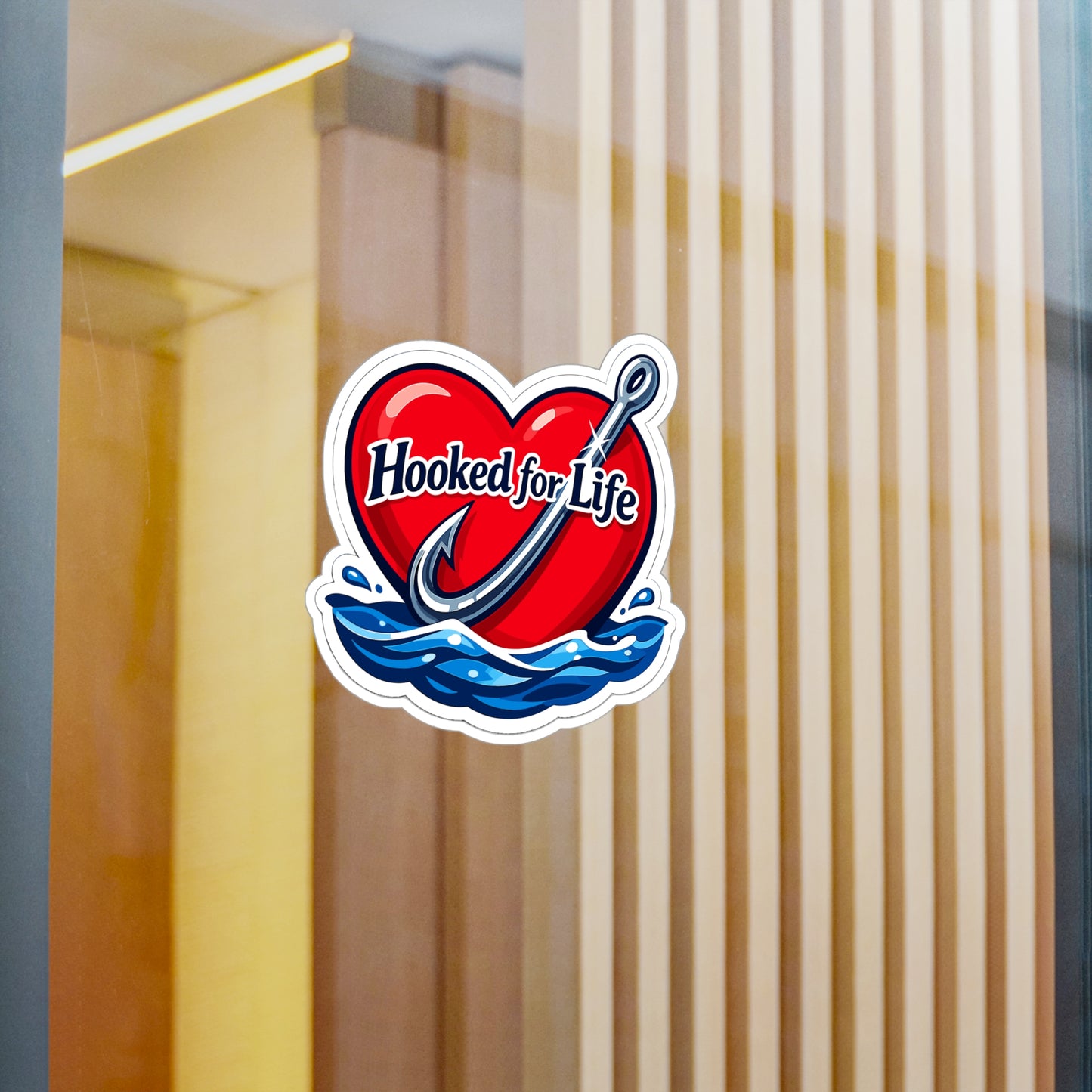 Fishing Sticker Hooked for Life Waterproof Vinyl decals for Laptop, Water Bottle – Angling Lake Boating Design