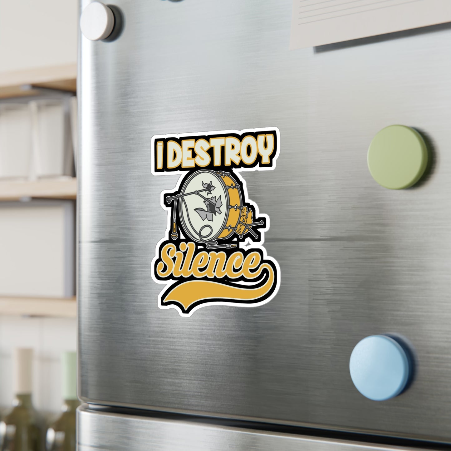 I Destroy Silence - Drums Sticker for Car Window Laptop Sticker. Water Bottle Sticker, Vinyl Drummer Decal, Drum kit Sticker - Drums Gift