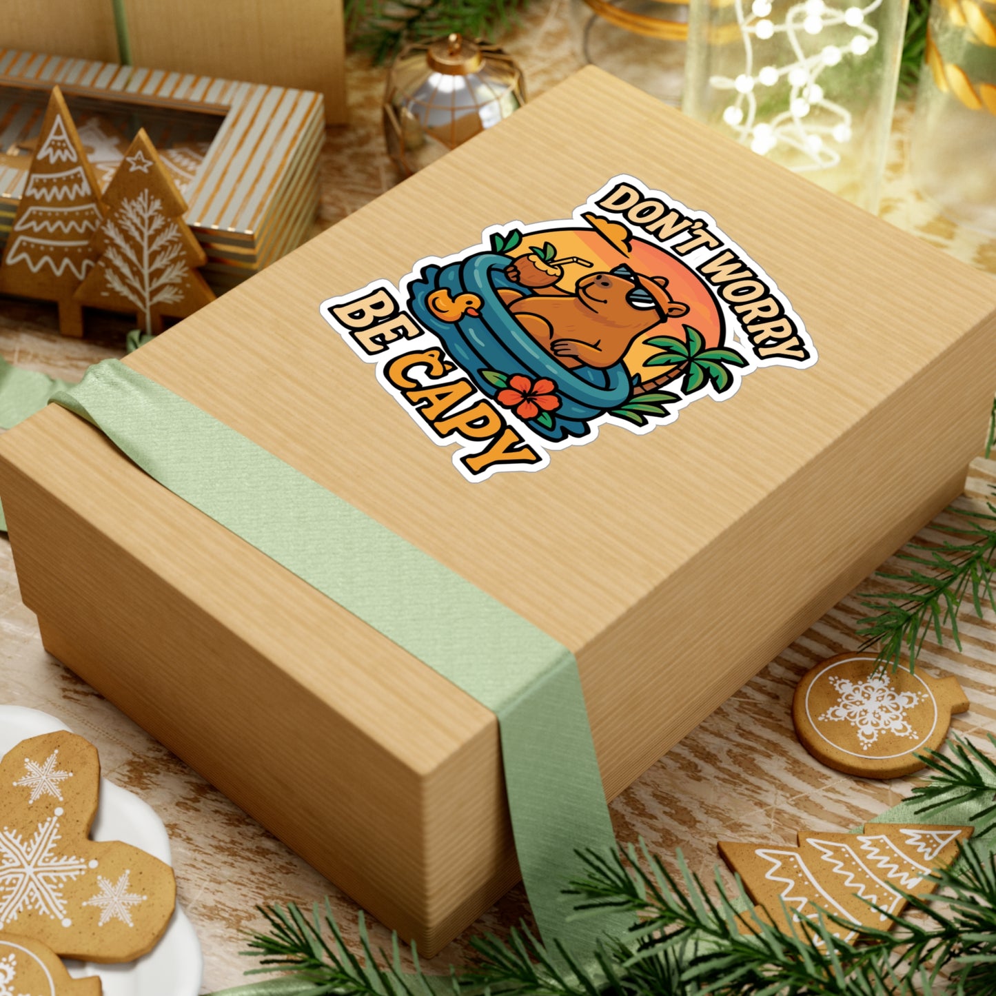 Don't Worry Be Capy – Capybara Sticker for Laptop, Car Window or Water Bottle | Funny Rodent Vinyl Decal, Capy Gift Idea