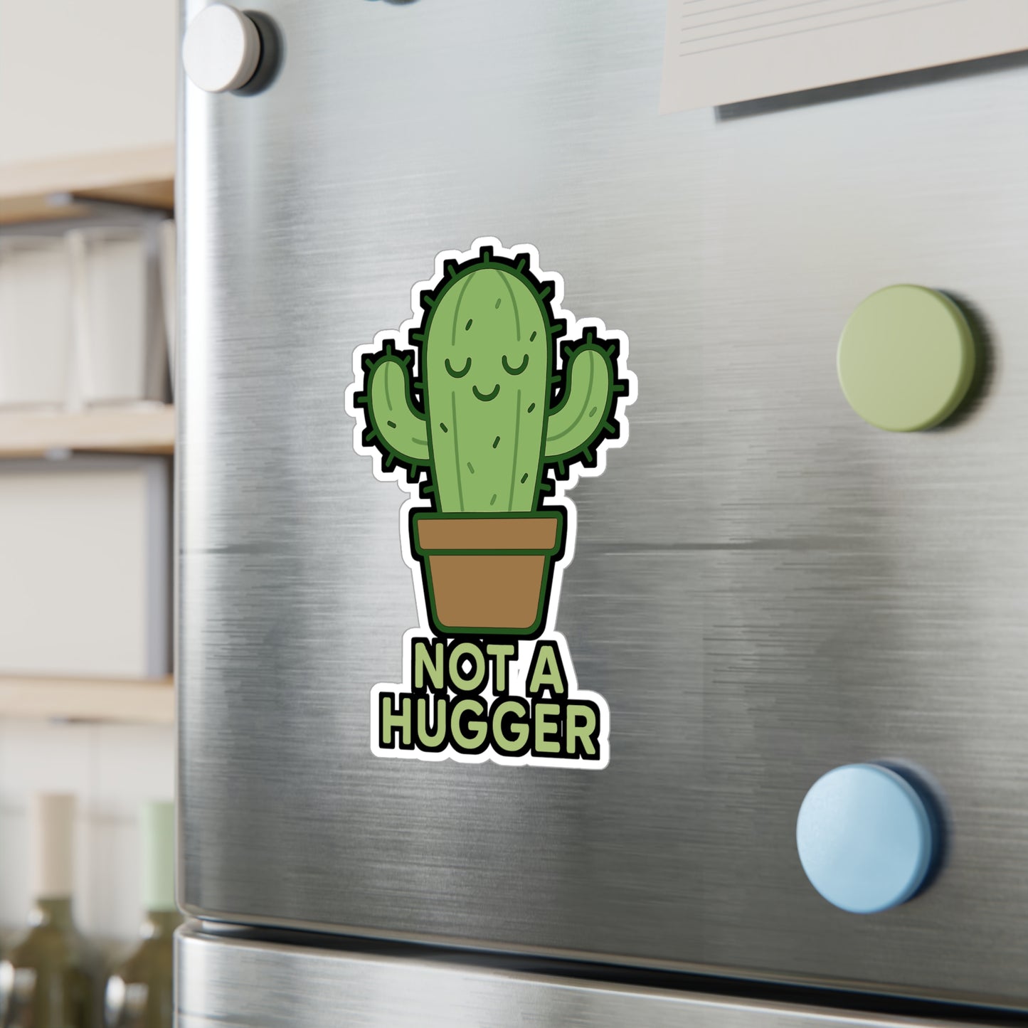 Cactus Sticker "Not A Hugger" Funny Introvert Decal for Laptop or Water Bottle, Sarcastic Awkward Vinyl Waterproof Design