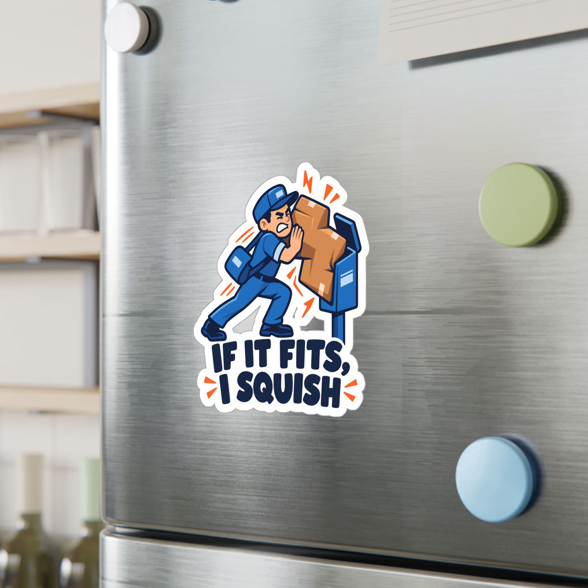 Postal Worker Sticker “If It Fits, I Squish” Funny Rural Carrier Mailbox Decals for Laptop, Water Bottle Waterproof Vinyl