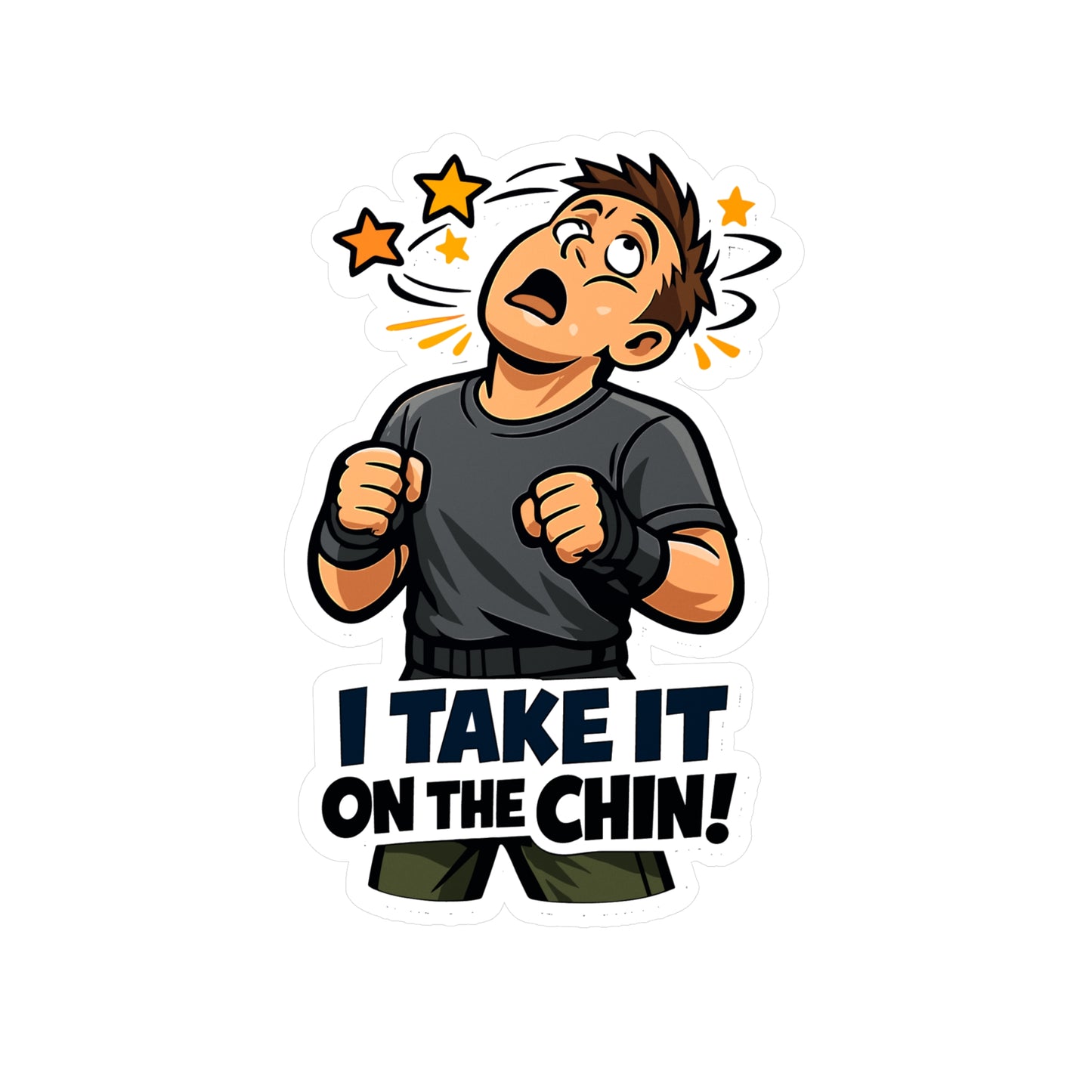 Krav Maga Sticker "I Take It on the Chin!" – Waterproof Vinyl decals for Laptop, Water Bottle, martial arts self defense fitness