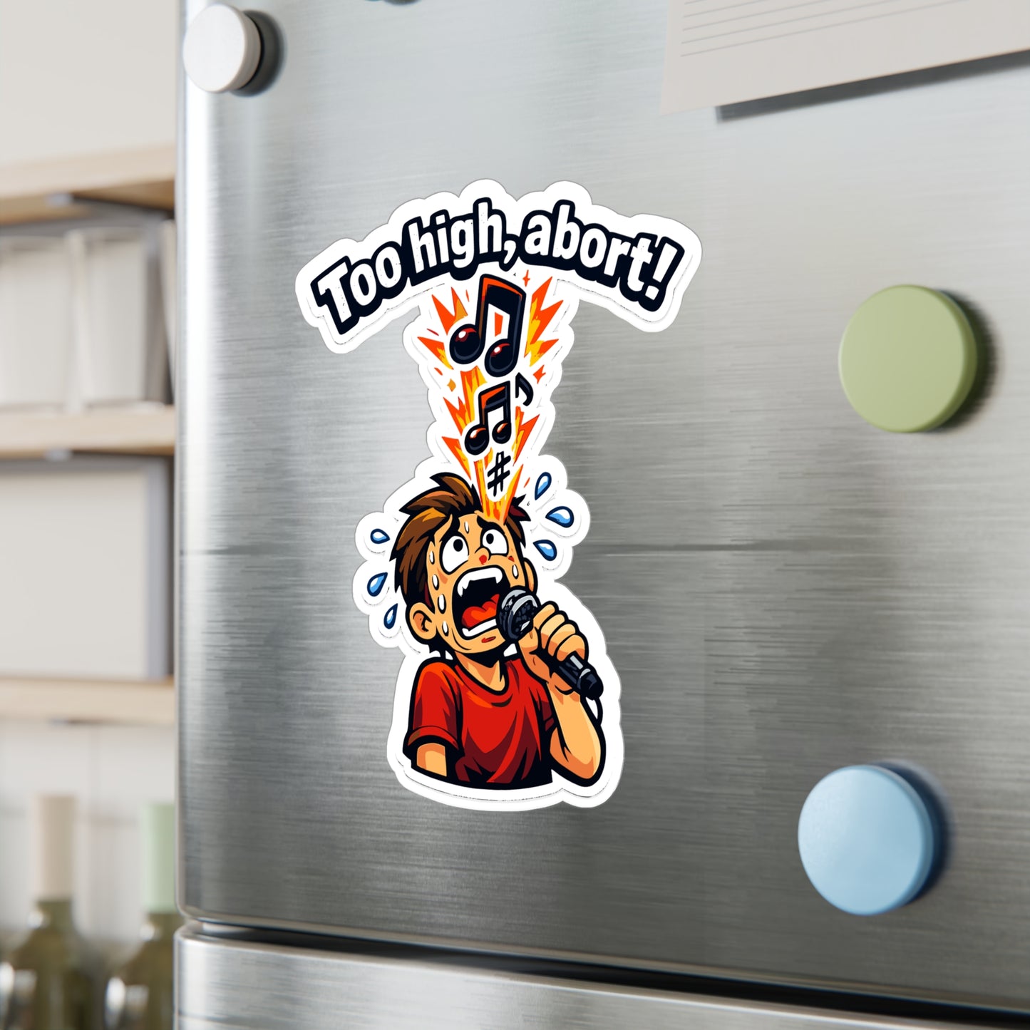 Karaoke Sticker “Too High, Abort!” Funny Music Beer Booze Design Vinyl Waterproof Decals for Laptop Water Bottle