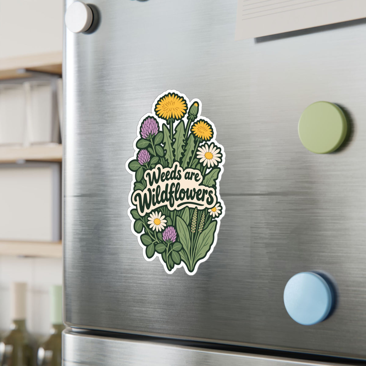 Plants Sticker - Weeds are Wildflowers, Dandelion Decals for Laptop or Water Bottle, Friendship Gift for Nature Lovers
