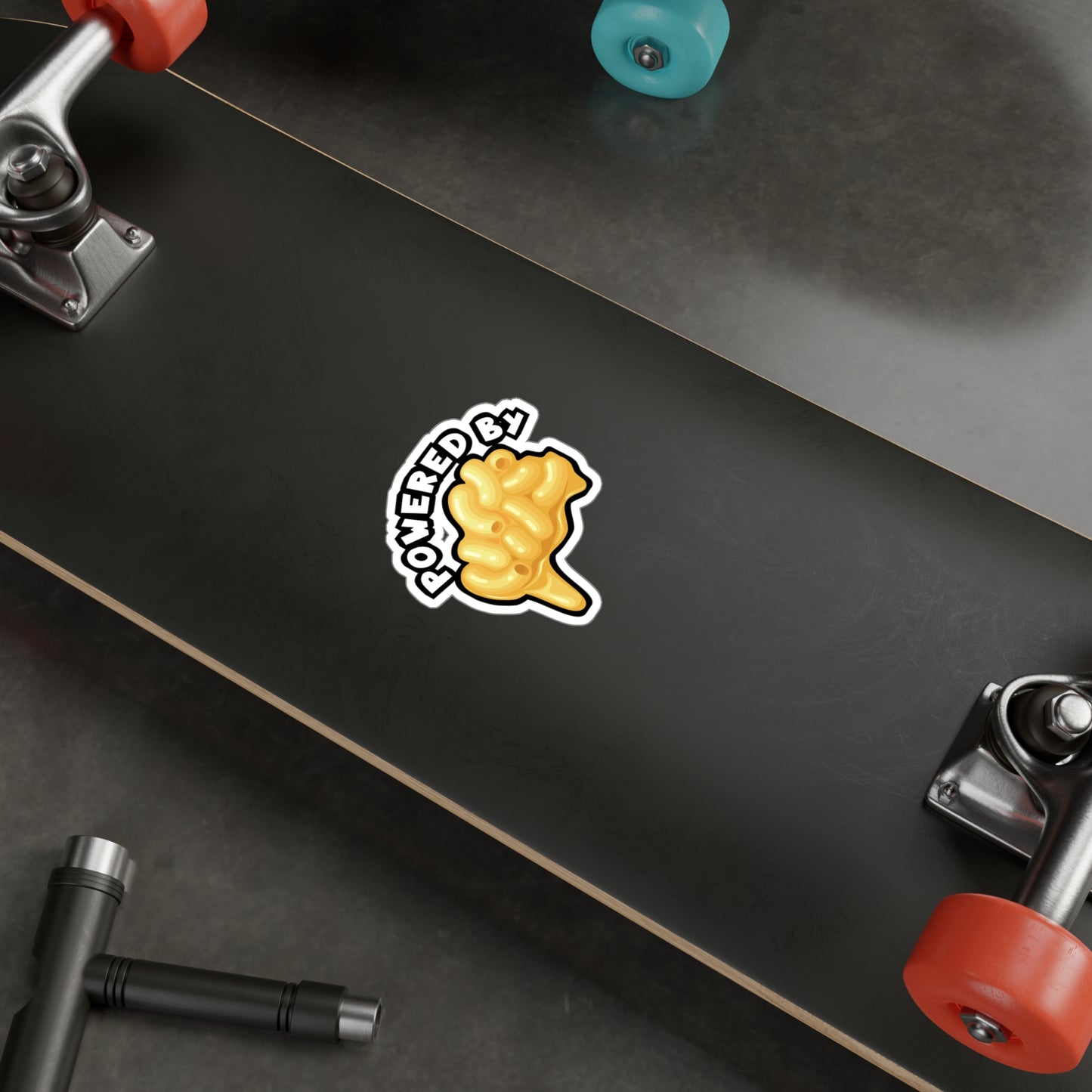 Powered by Mac & Cheese - Macaroni Sticker for Laptop Sticker. Water Bottle Sticker, Vinyl Mac Decal - Macaroni Gift