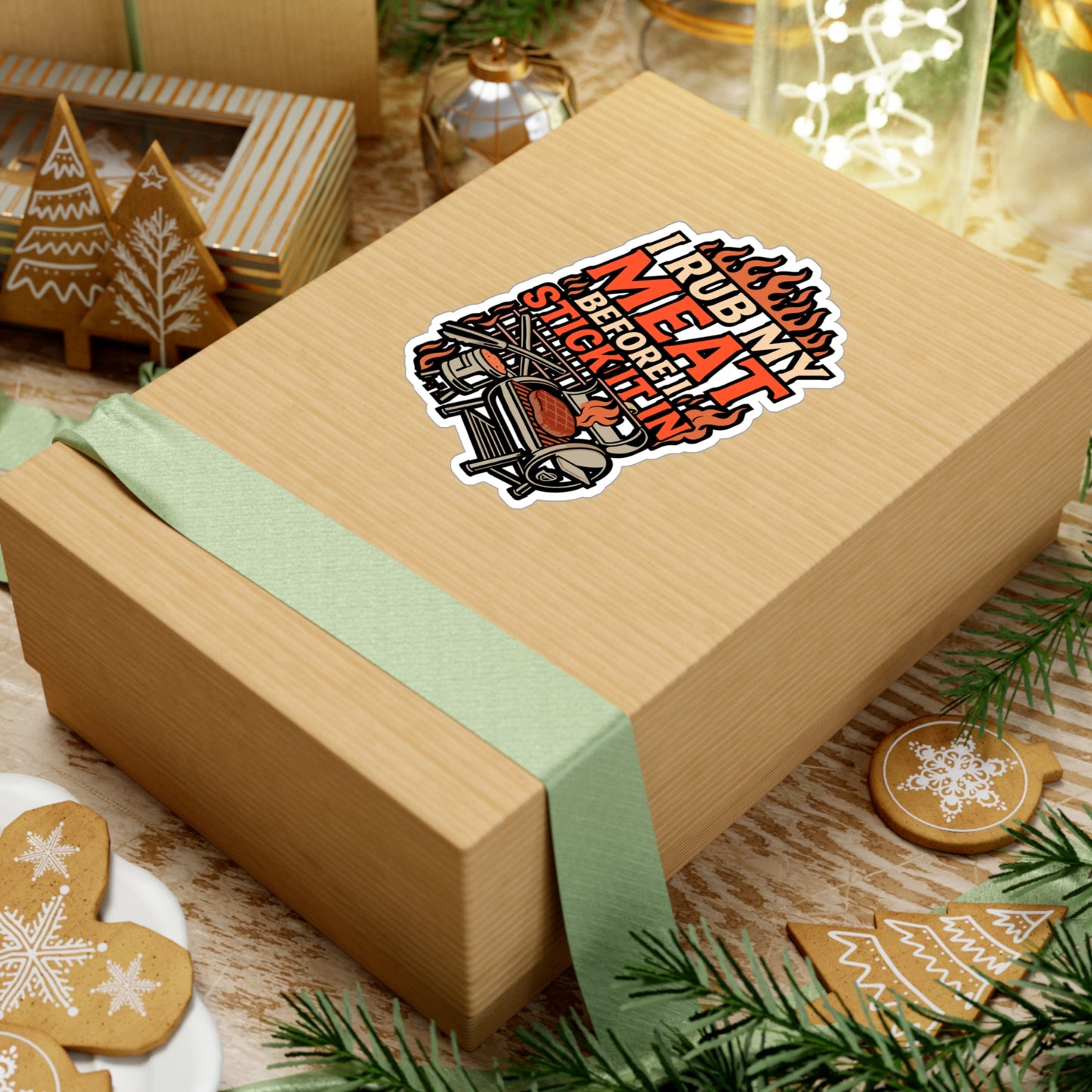 I Rub My Meat Before I Stick It In – Funny BBQ Sticker for Grill, Smoker, Tool Box or Laptop | Barbecue Gift for Men