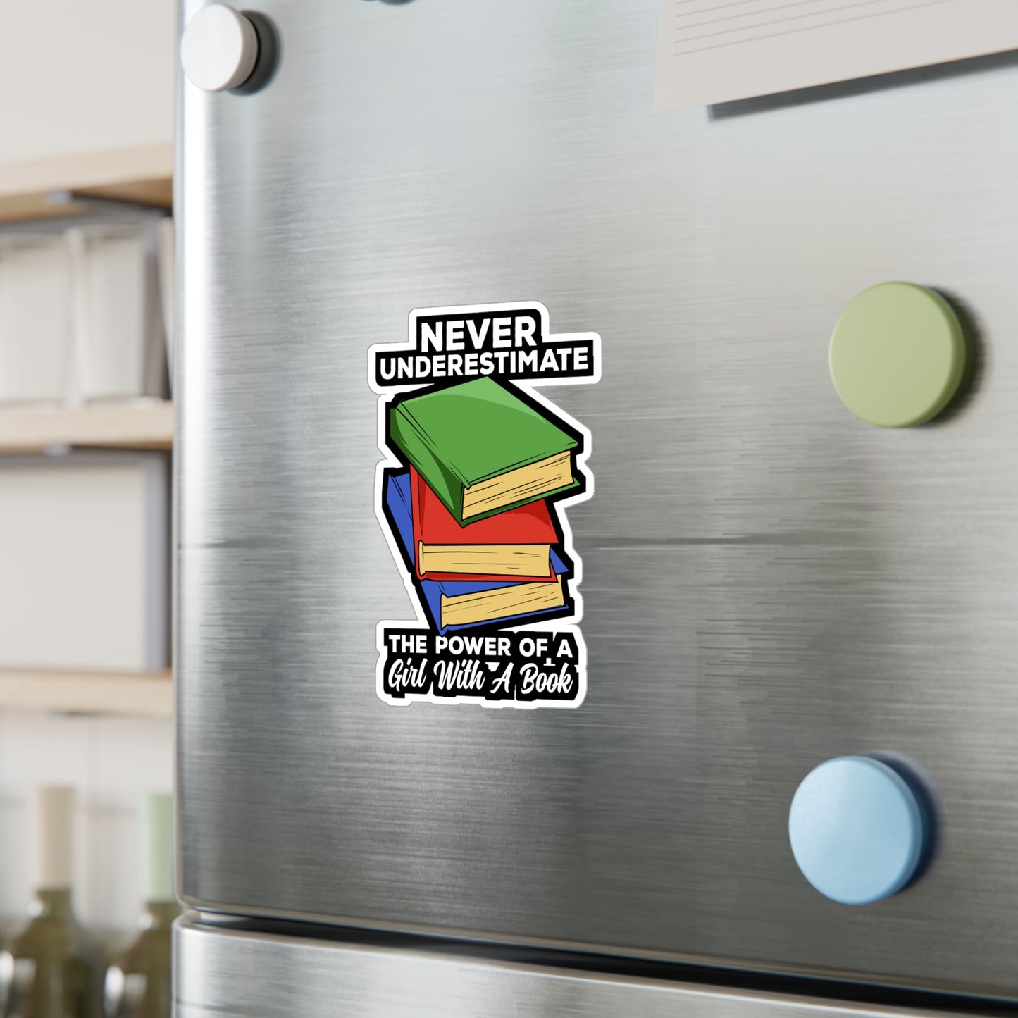Never Underestimate The Power Of A Girl With A Book - Books Sticker for Laptop Sticker. Water Bottle Sticker, Vinyl Reading Decal - Books Gift