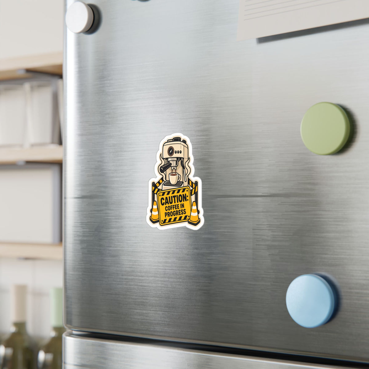 Espresso Sticker - Caution: Coffee in Progress - Fun Decals for Your Grinder or Digital Scale