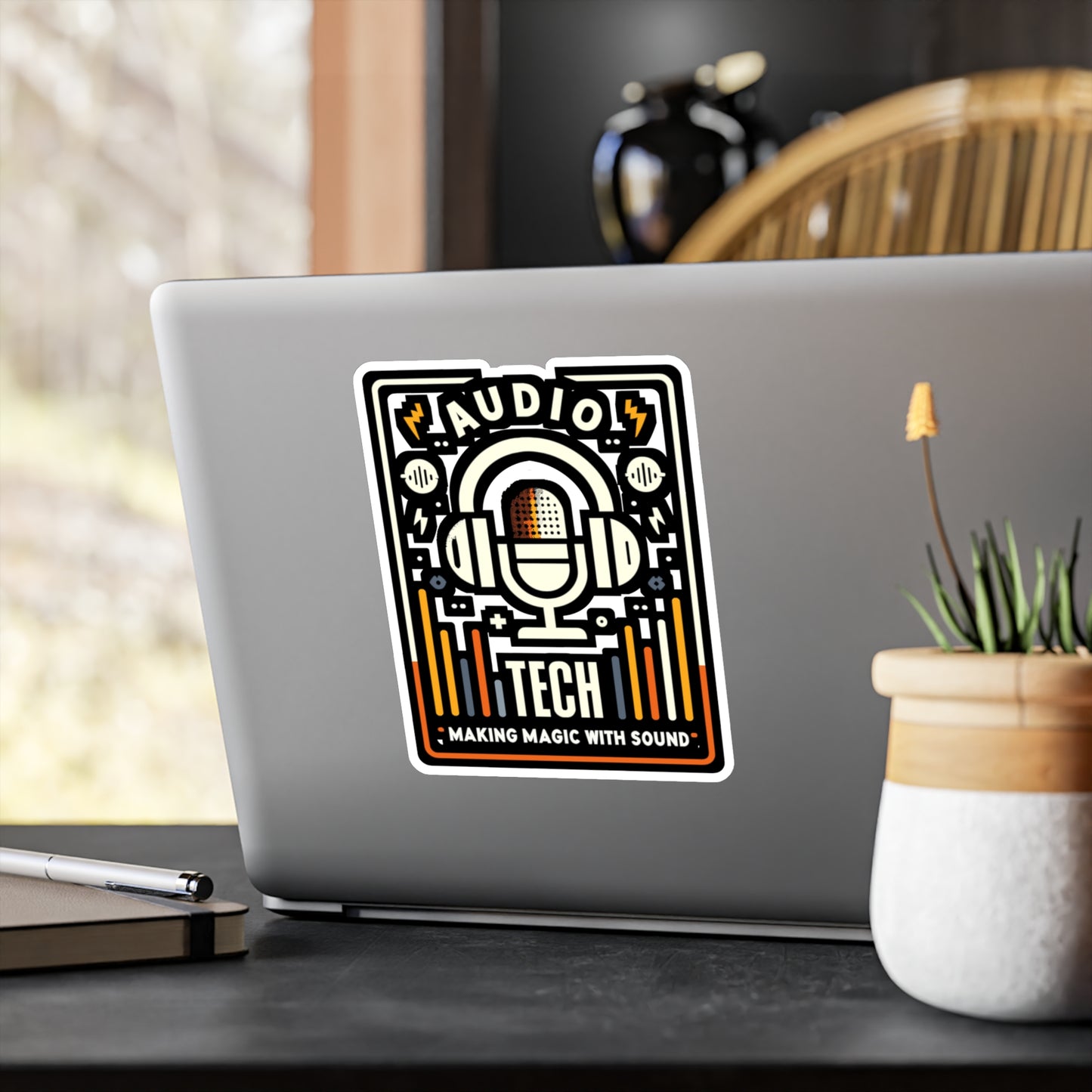 Audio tech Making magic with sound - Audio-engineer Sticker for Laptop Sticker. Water Bottle Sticker, Vinyl Monitor Decal - Audio-engineer Gift