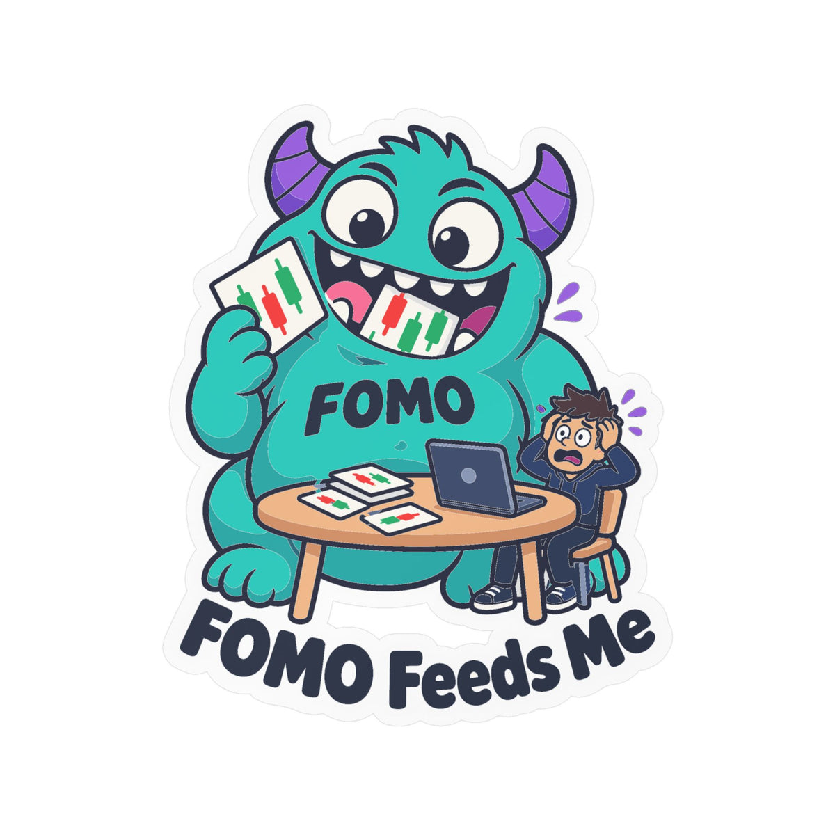 Day Trading Sticker - FOMO Feeds Me Trader Decals for Stock Market and Forex Fans, Laptop or Water Bottle