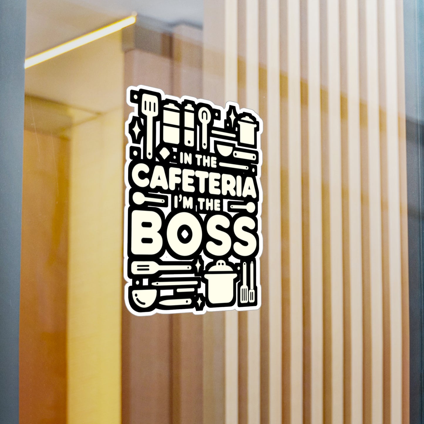 In the cafeteria, I'm the boss - Lunch lady Sticker for Laptop Sticker. Water Bottle Sticker, Vinyl Lunch Decal - Lunch lady Gift